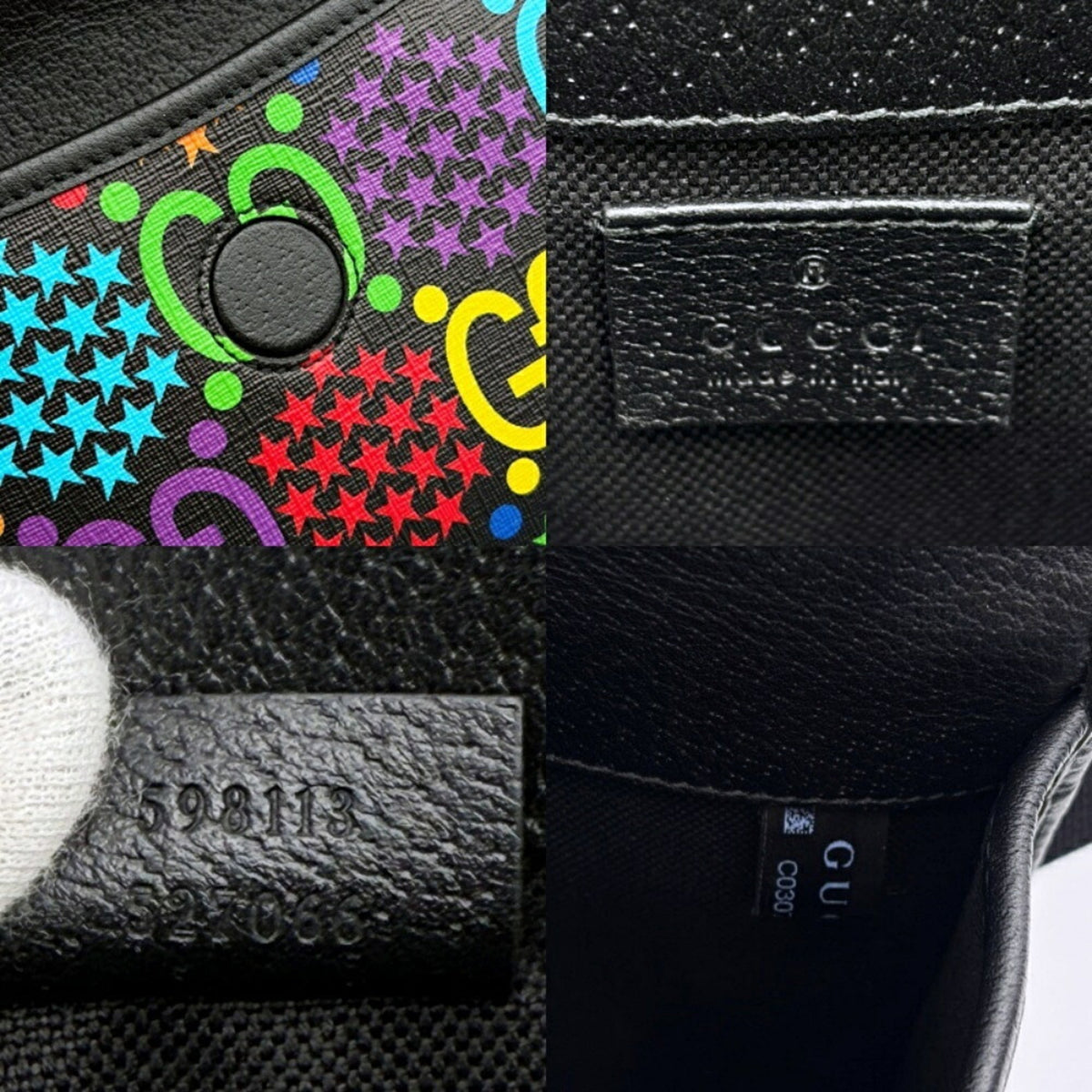 Gucci Black Multi-Color Pvc Leather Fanny Pack Sling Bag (Pre-Owned)