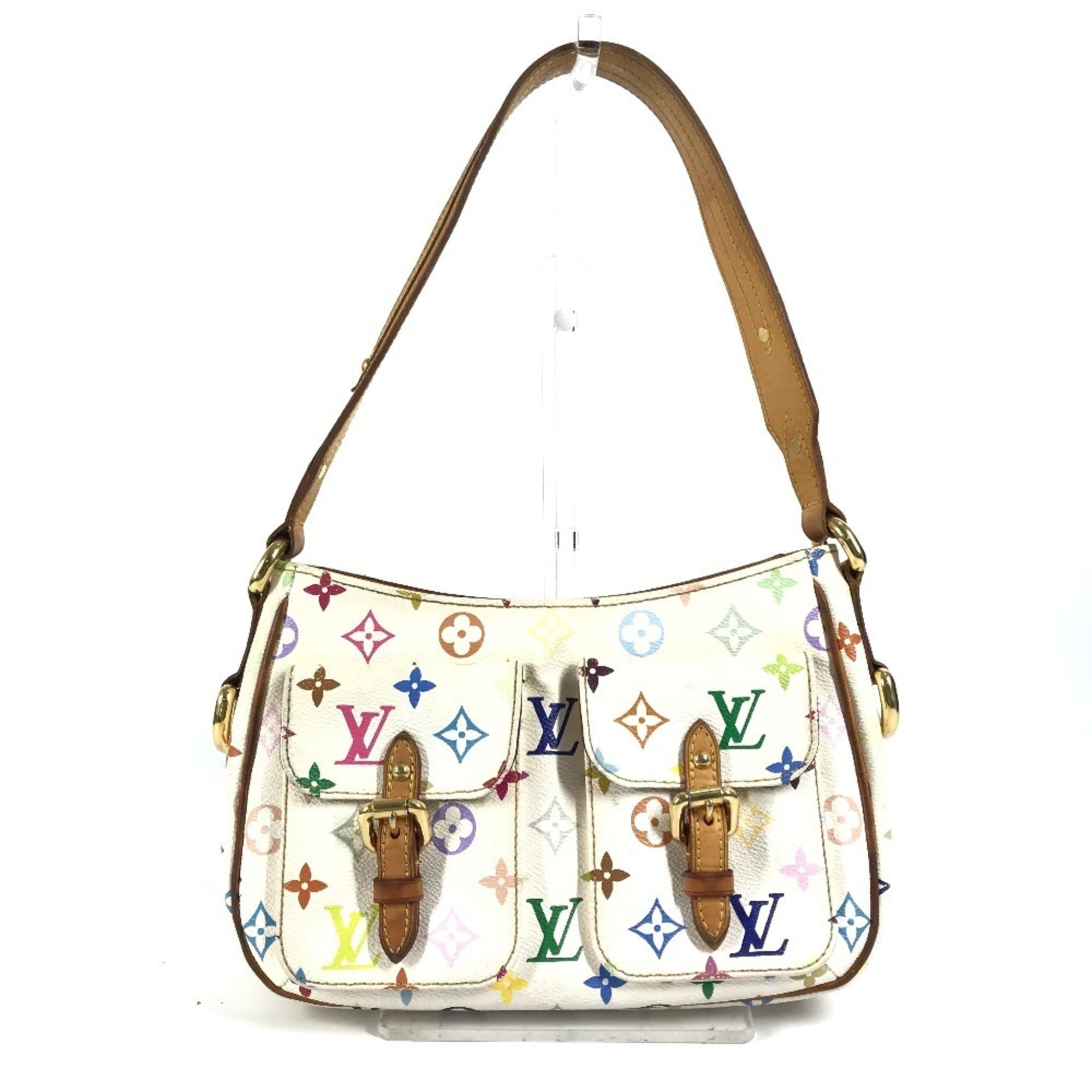 Louis Vuitton White Coated Canvas Shoulder Bag (Pre-Owned)