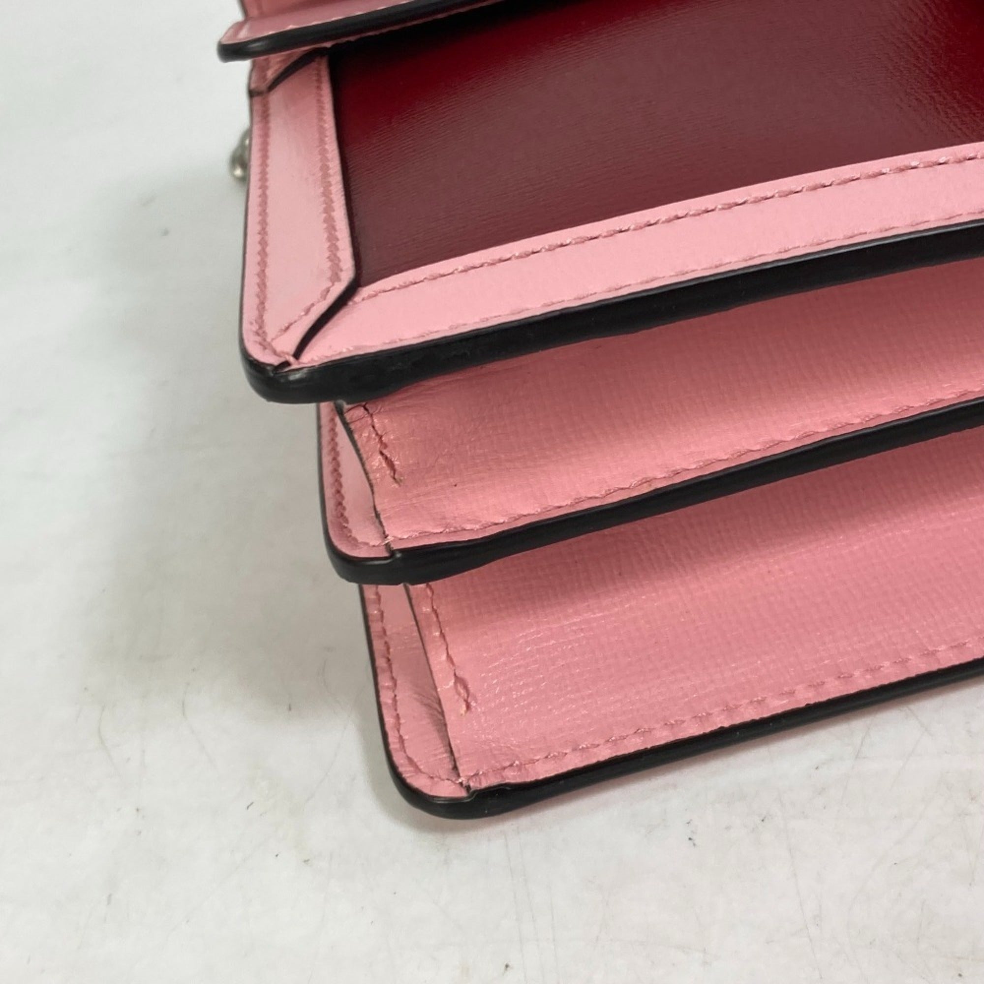 Gucci Pink Red Color Leather Shoulder Bag (Pre-Owned)