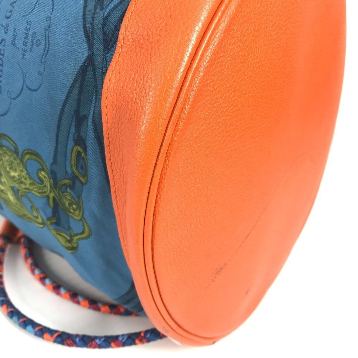 Hermes Blue Orange Silk Leather Shoulder Bag (Pre-Owned)