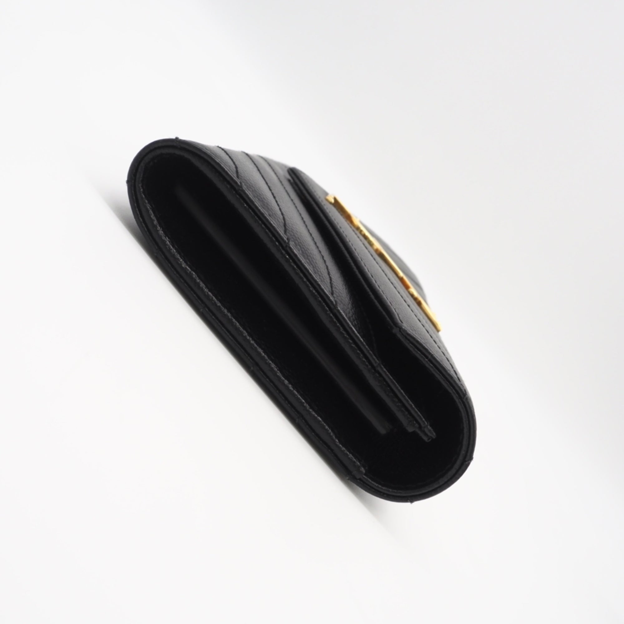 Yves Saint Laurent Black Leather Long Wallet (Bi-Fold) (Pre-Owned)