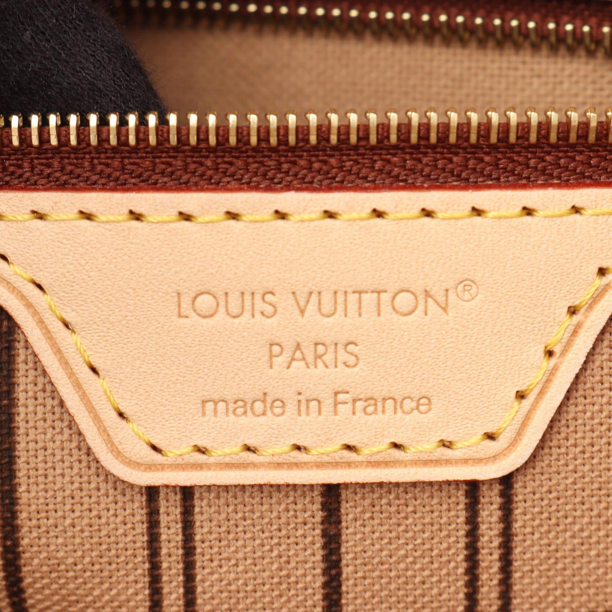 Louis Vuitton Brown Coated Canvas Leather Handbag Pouch Tote Bag (Pre-Owned)