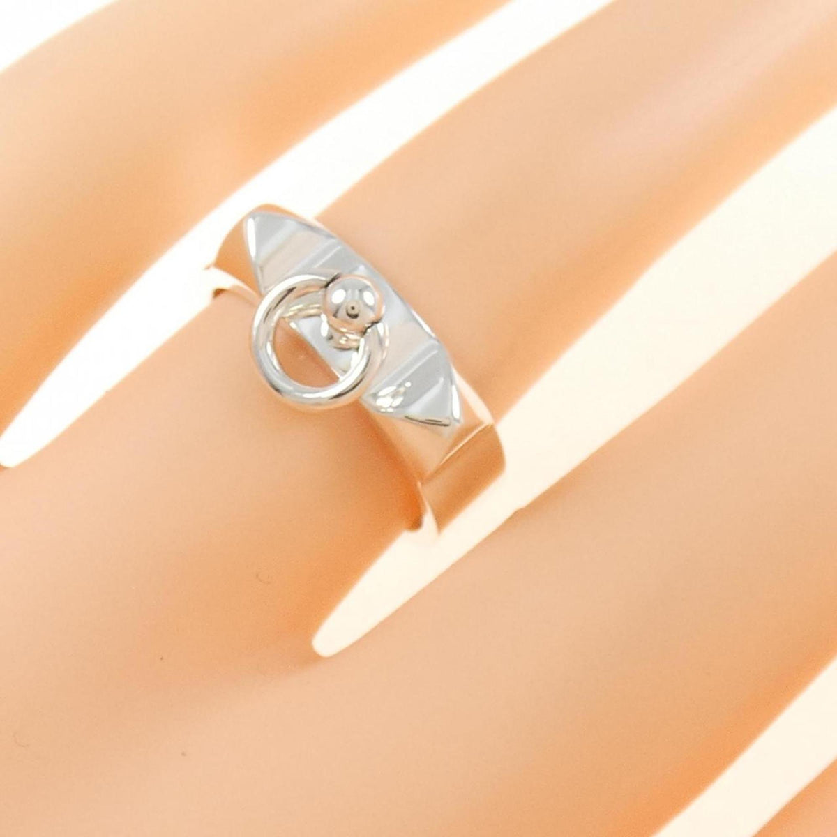 Hermes Collier De Chien Silver 925 Band Ring (Pre-Owned)