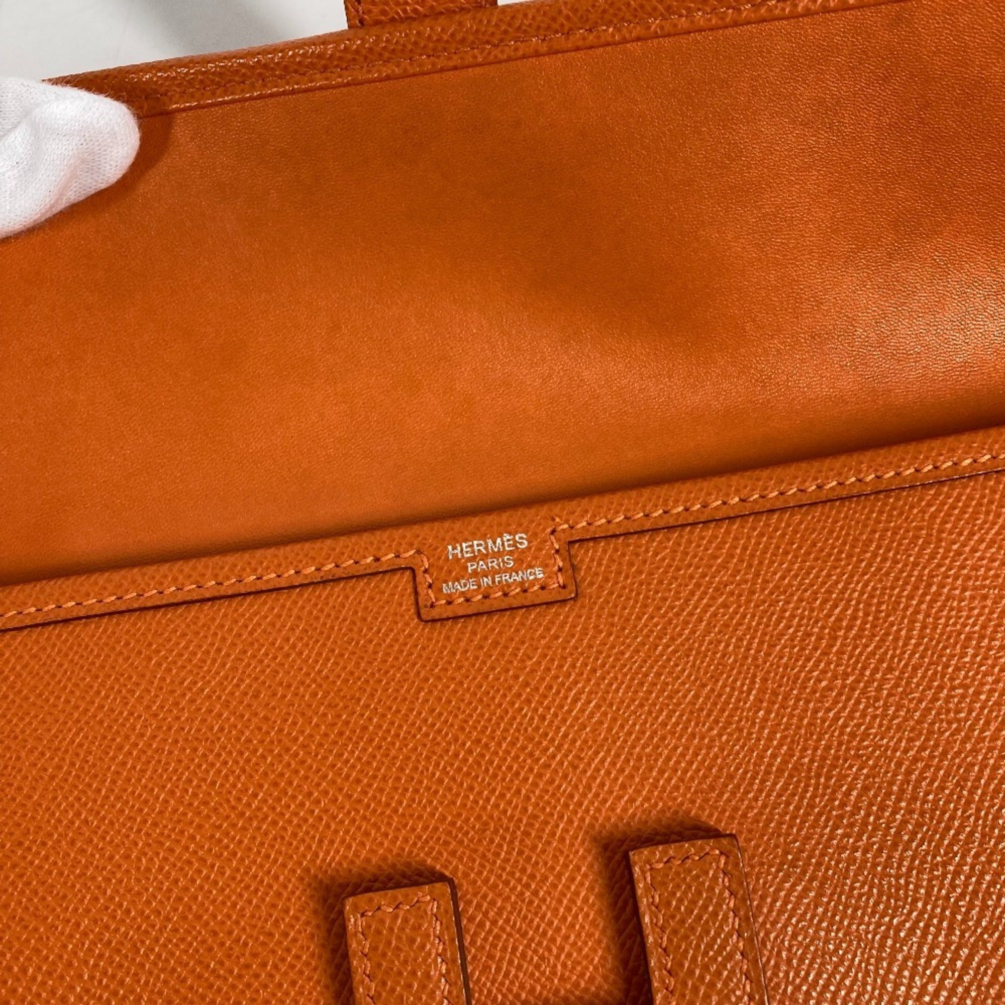 Hermes Jige Orange Epsom Leather Clutch Bag (Pre-Owned)