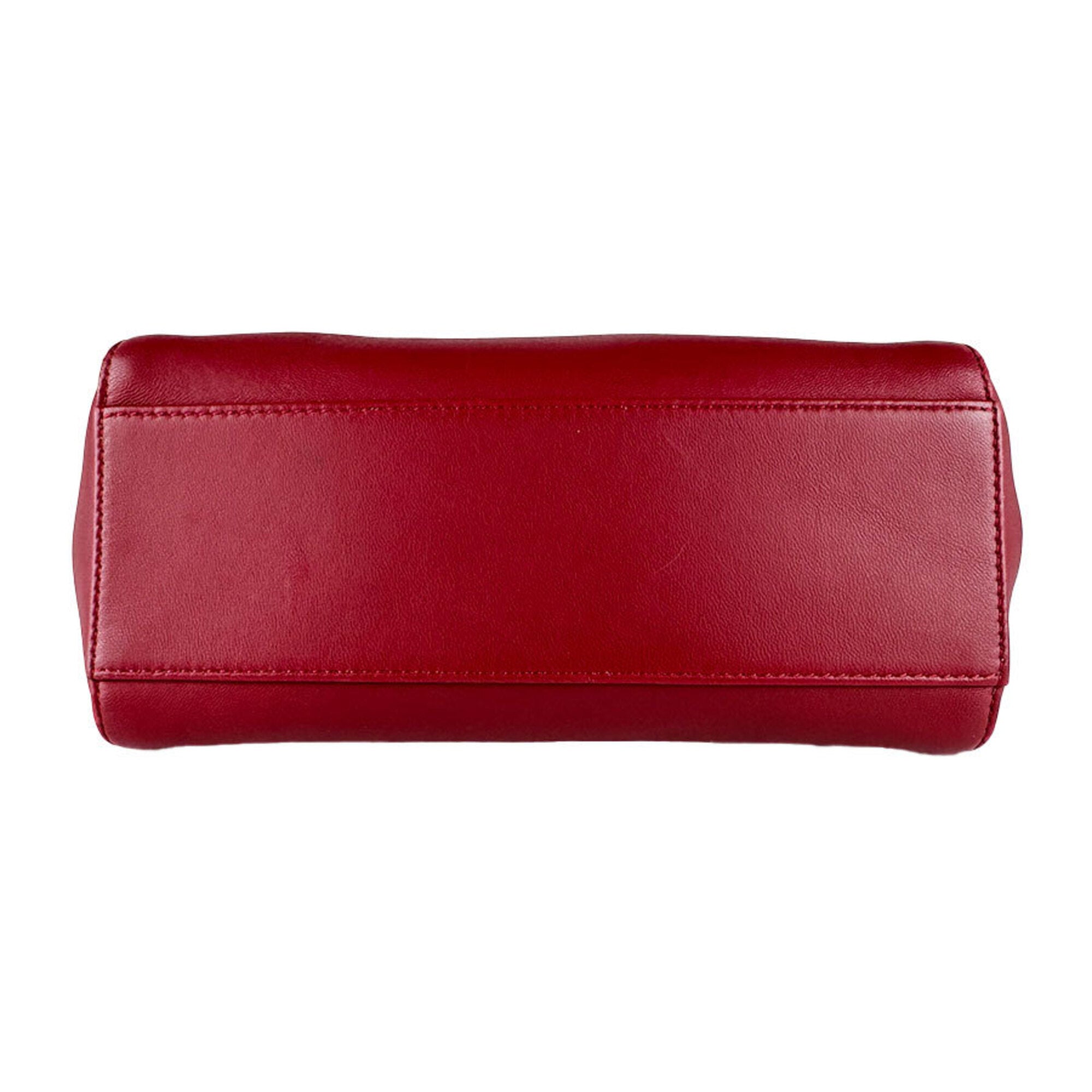 Fendi Red Color Leather Handbag Shoulder Bag (Pre-Owned)