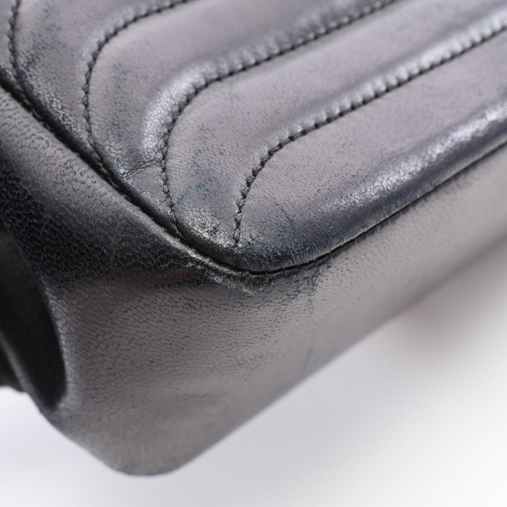 Chanel Black Leather Handbag Shoulder Bag (Pre-Owned)