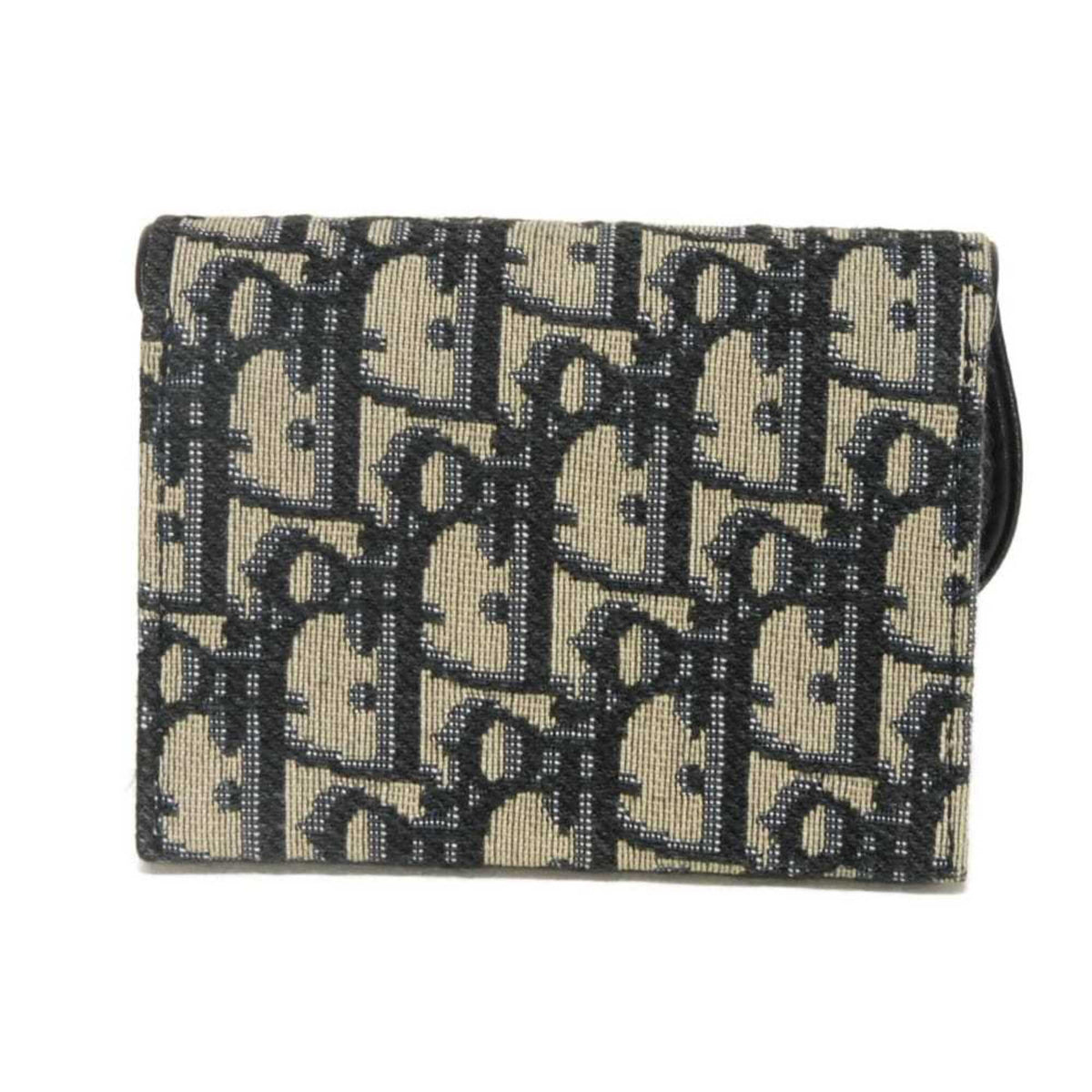 Christian Dior Beige Black Navy Canvas Leather Coin Purse/Coin Case (Pre-Owned)