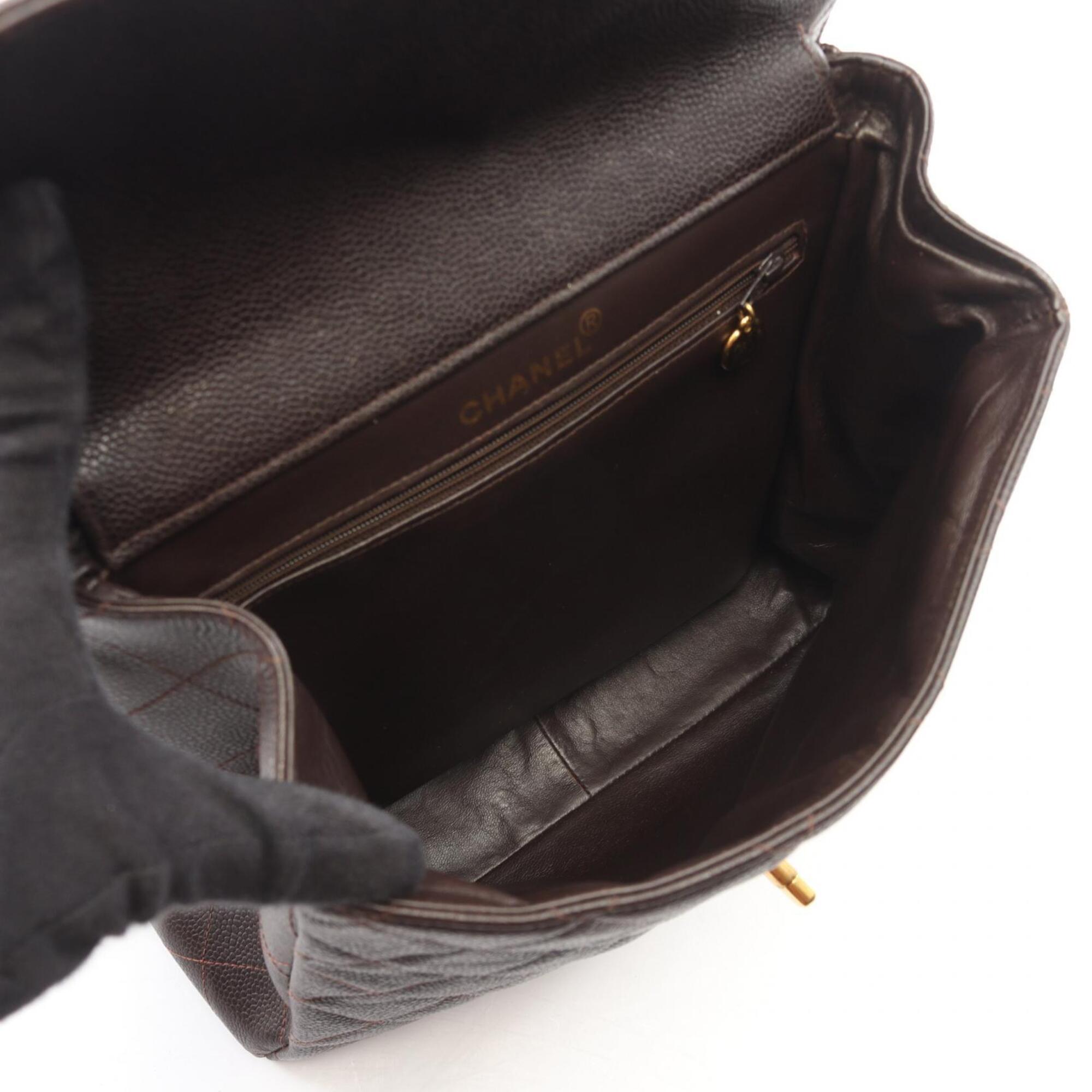 Chanel Brown Grained Calfskin Handbag Shoulder Bag (Pre-Owned)