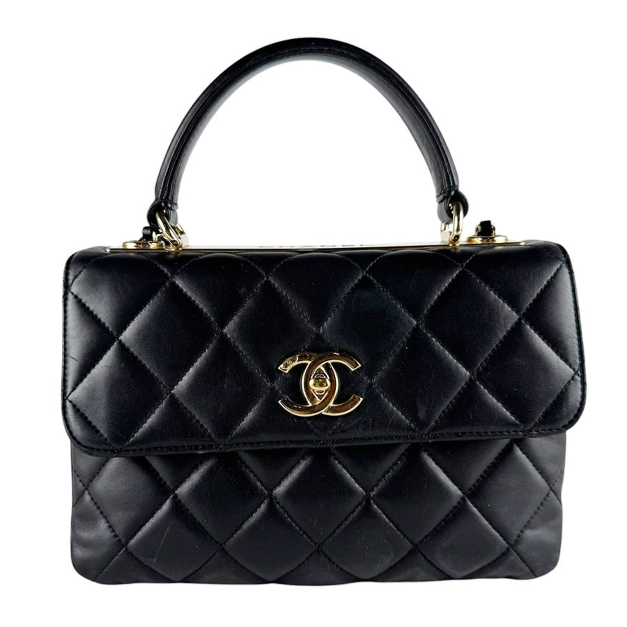 Chanel Black Leather Handbag Shoulder Bag (Pre-Owned)