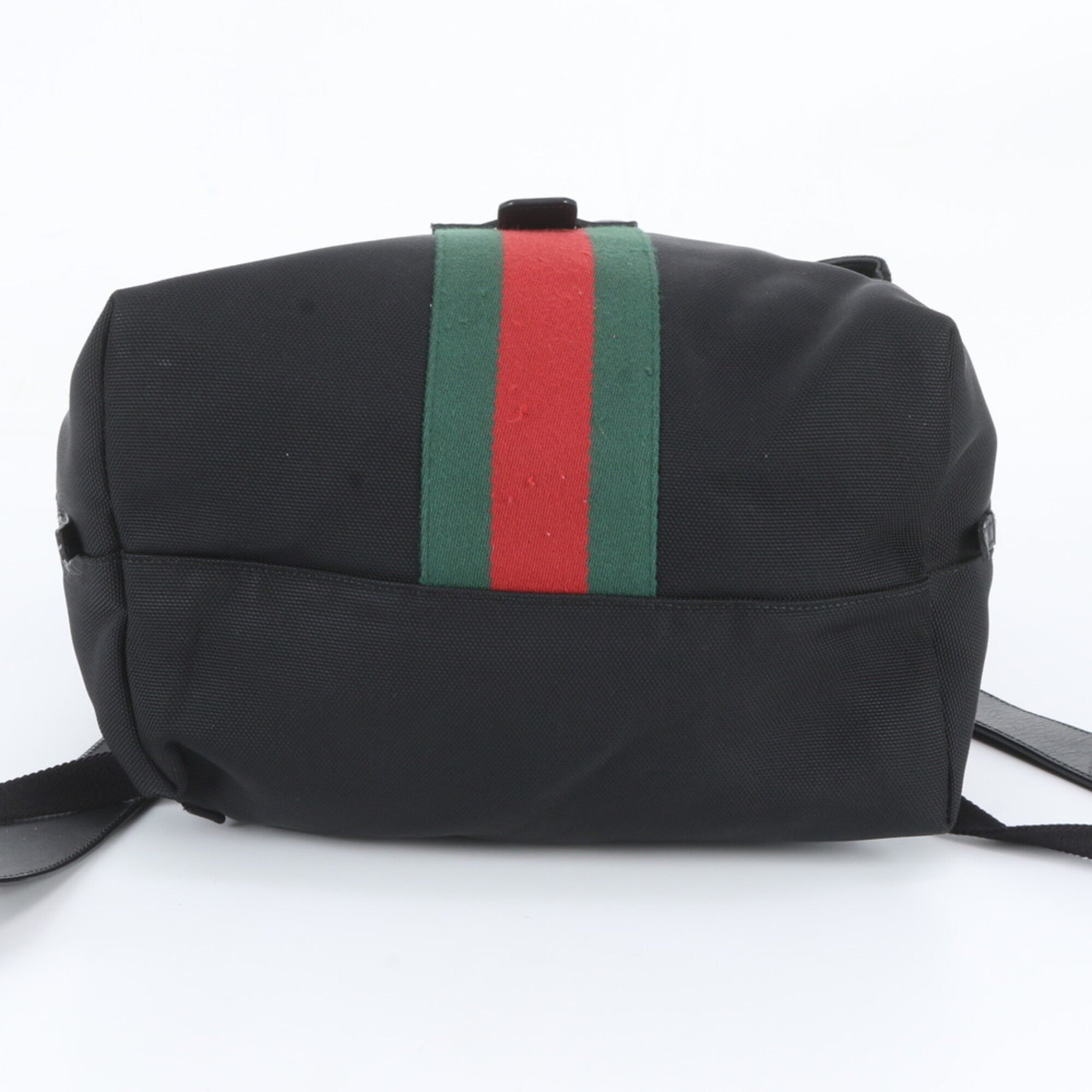 Gucci Black Leather Canvas Backpack Shoulder Bag (Pre-Owned)