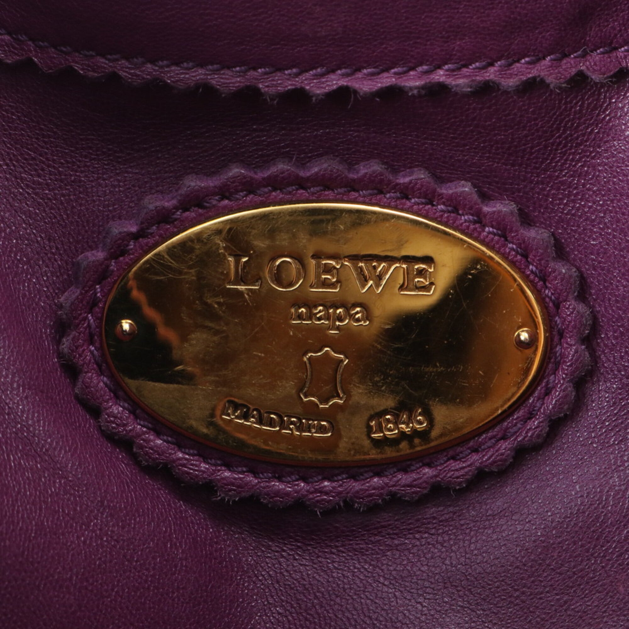 Loewe Purple Leather Handbag Shoulder Bag Tote Bag (Pre-Owned)