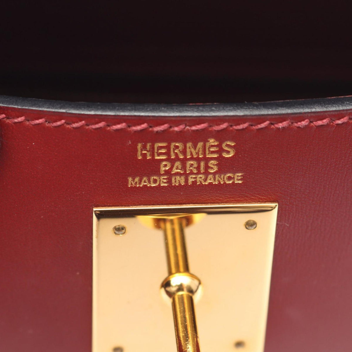 Hermes Bordeaux Vibrato Leather Leather Handbag (Pre-Owned)