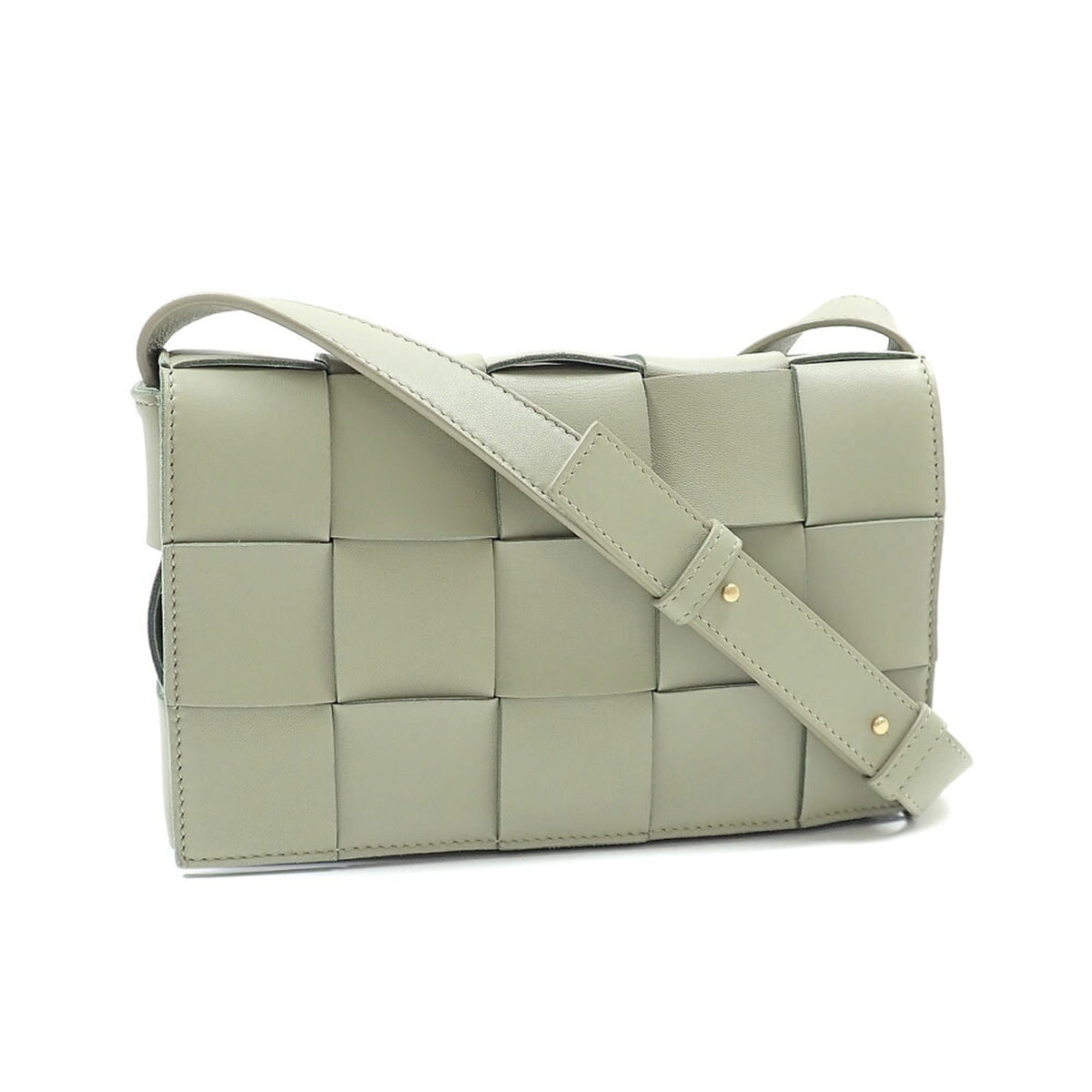 Bottega Veneta Gray Leather Shoulder Bag (Pre-Owned)