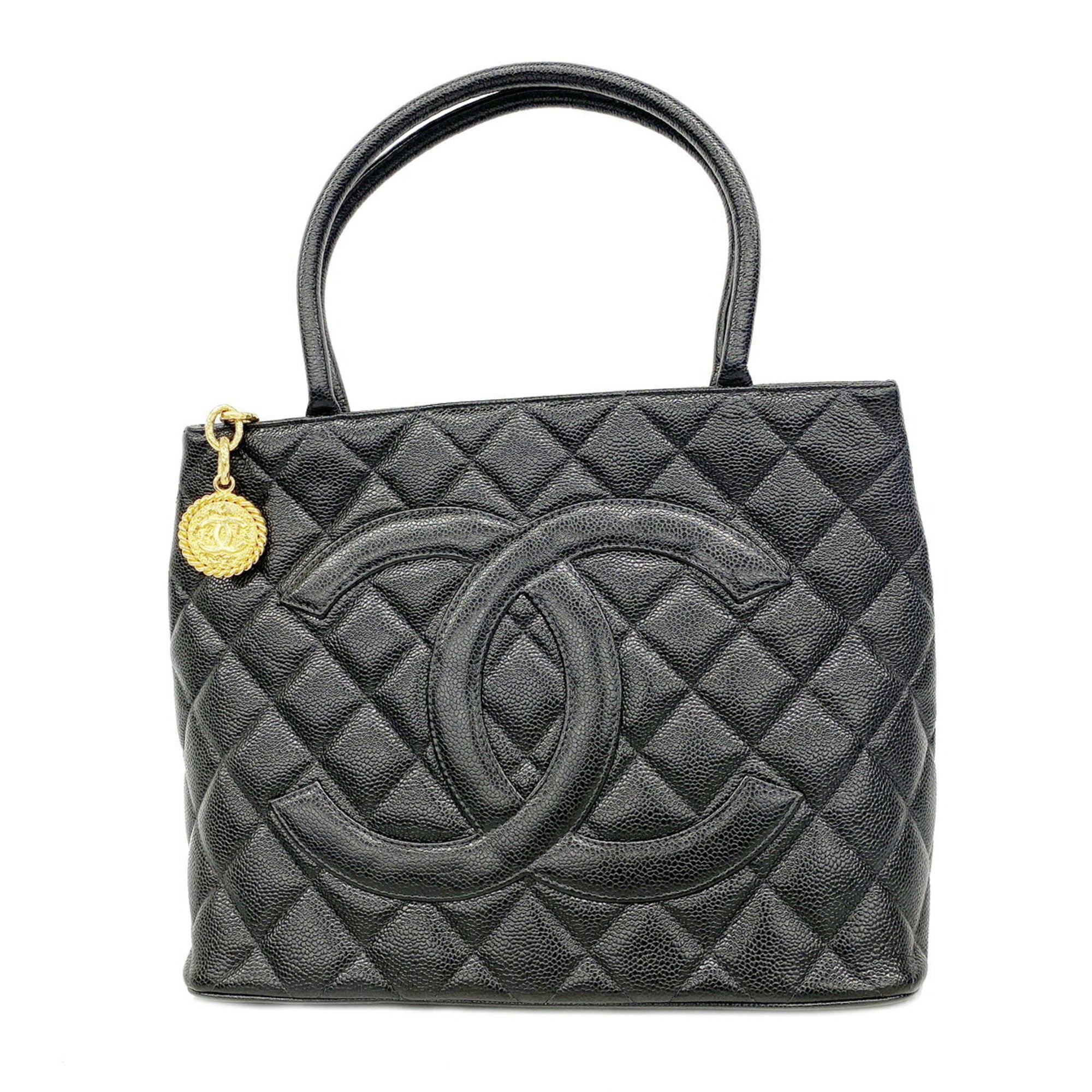 Chanel Black Grained Calfskin Tote Bag (Pre-Owned)