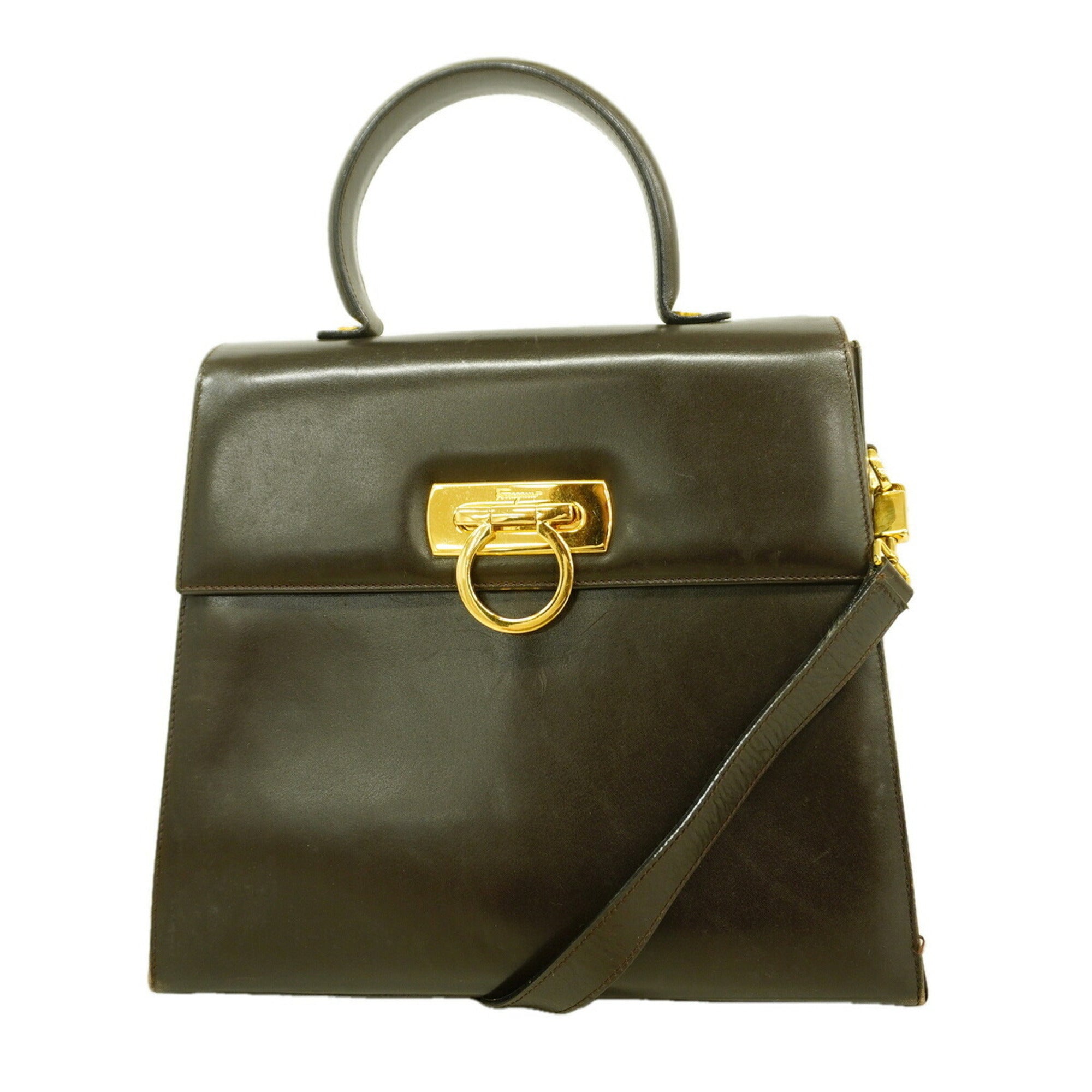Salvatore Ferragamo Black Leather Handbag (Pre-Owned)
