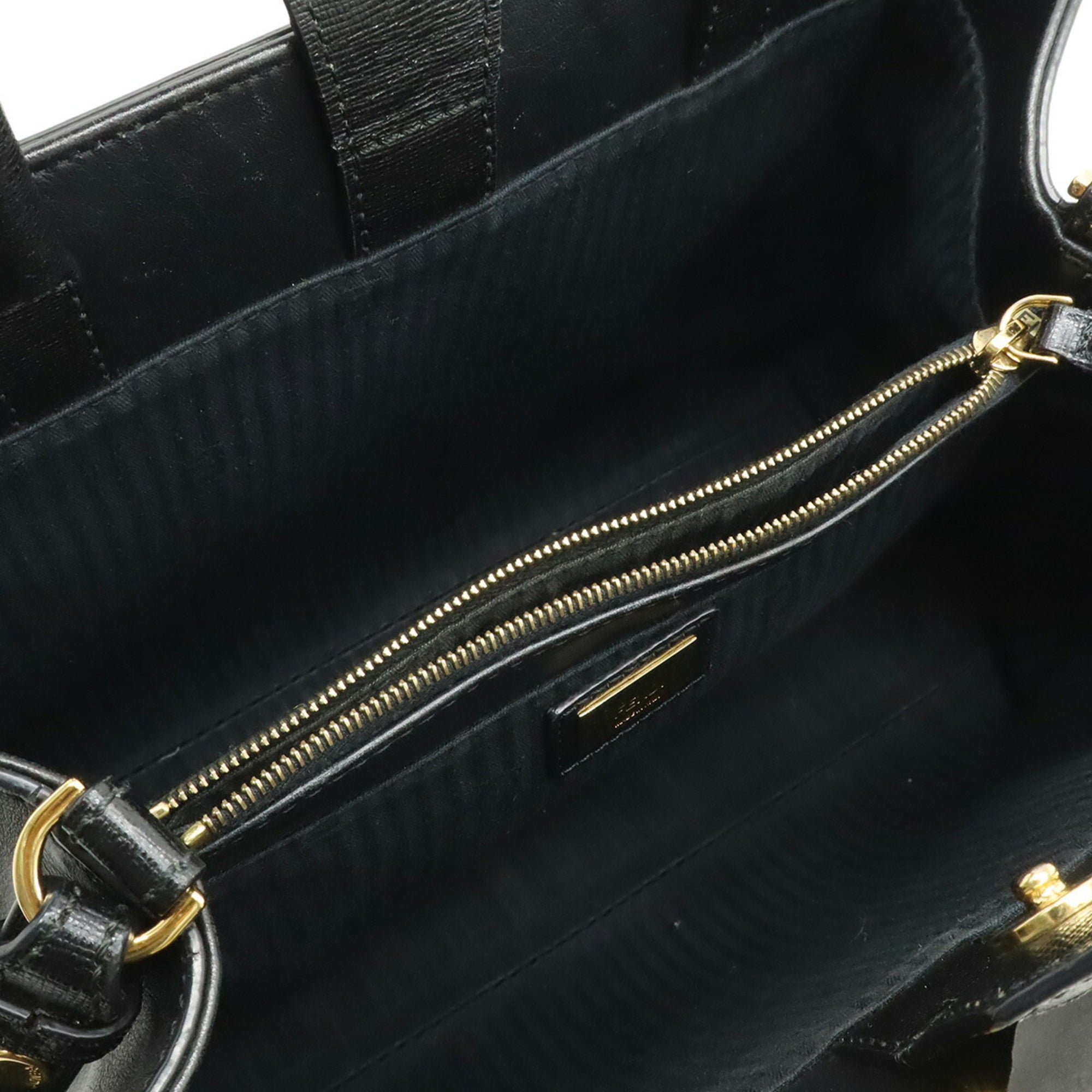 Fendi Black Leather Handbag Shoulder Bag Tote Bag (Pre-Owned)