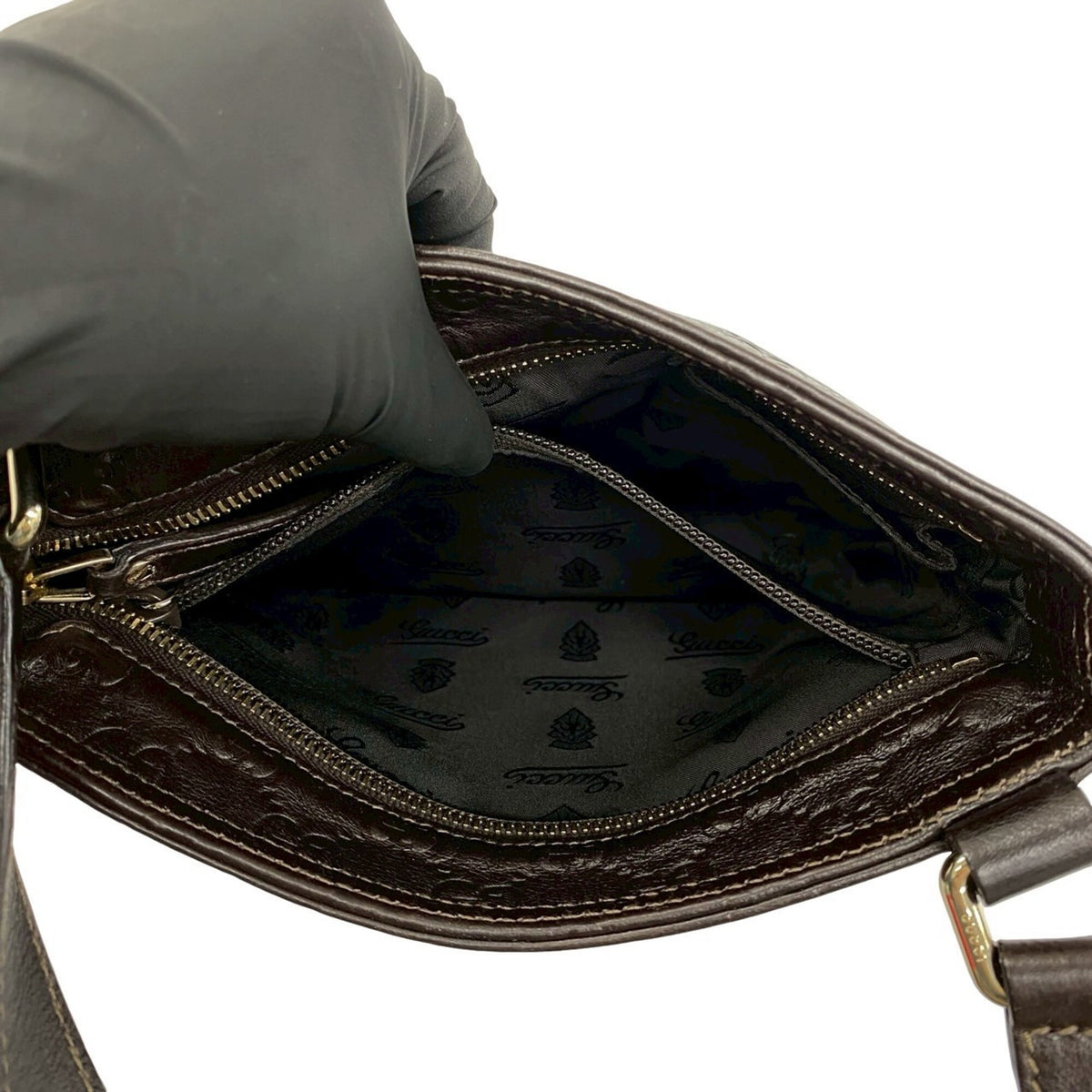 Gucci Brown Leather Pochette Shoulder Bag (Pre-Owned)