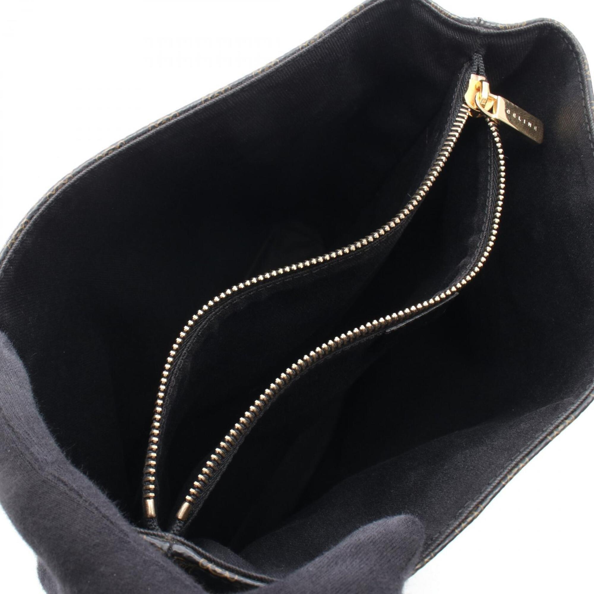 Celine Black Brown Coated Canvas Leather Handbag Tote Bag (Pre-Owned)