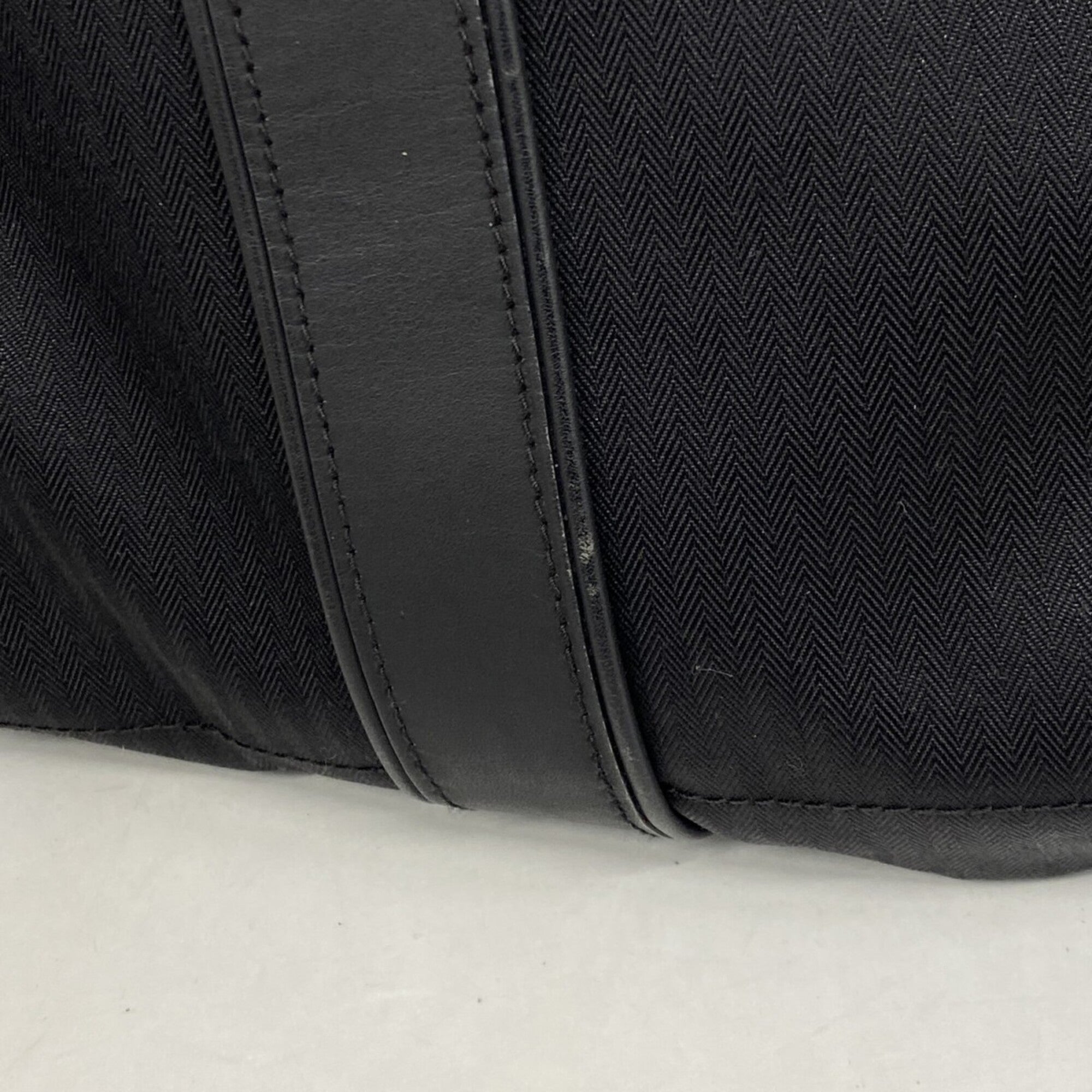 Hermes Black Toile Chevron Shoulder Bag (Pre-Owned)