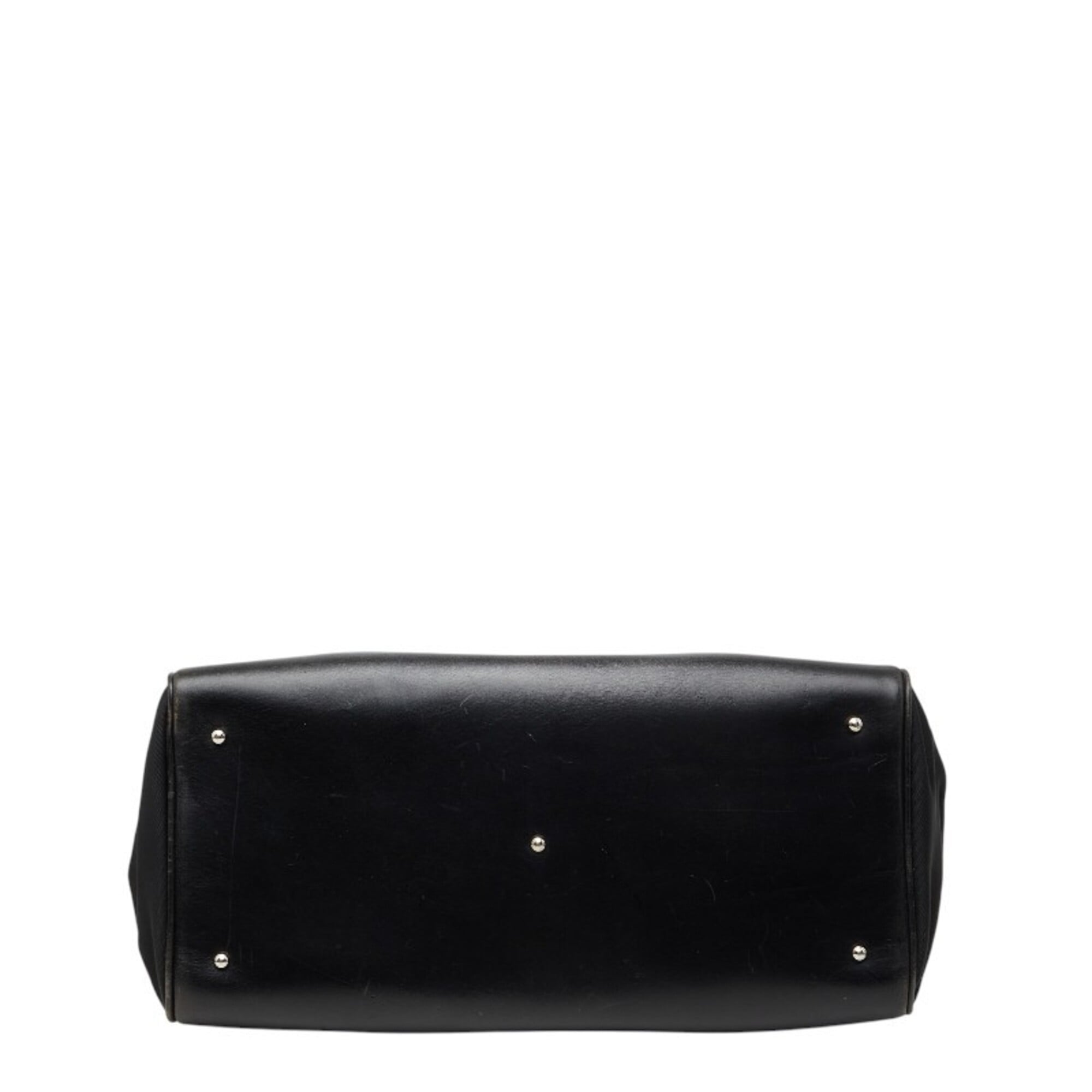 Gucci Black Nylon Canvas Leather Handbag Tote Bag (Pre-Owned)