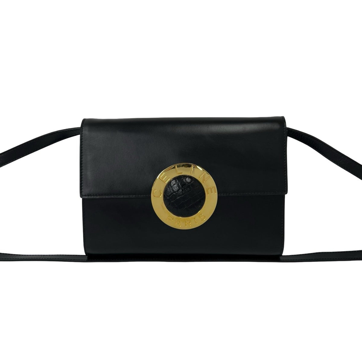 Celine Black Leather Pochette Shoulder Bag (Pre-Owned)