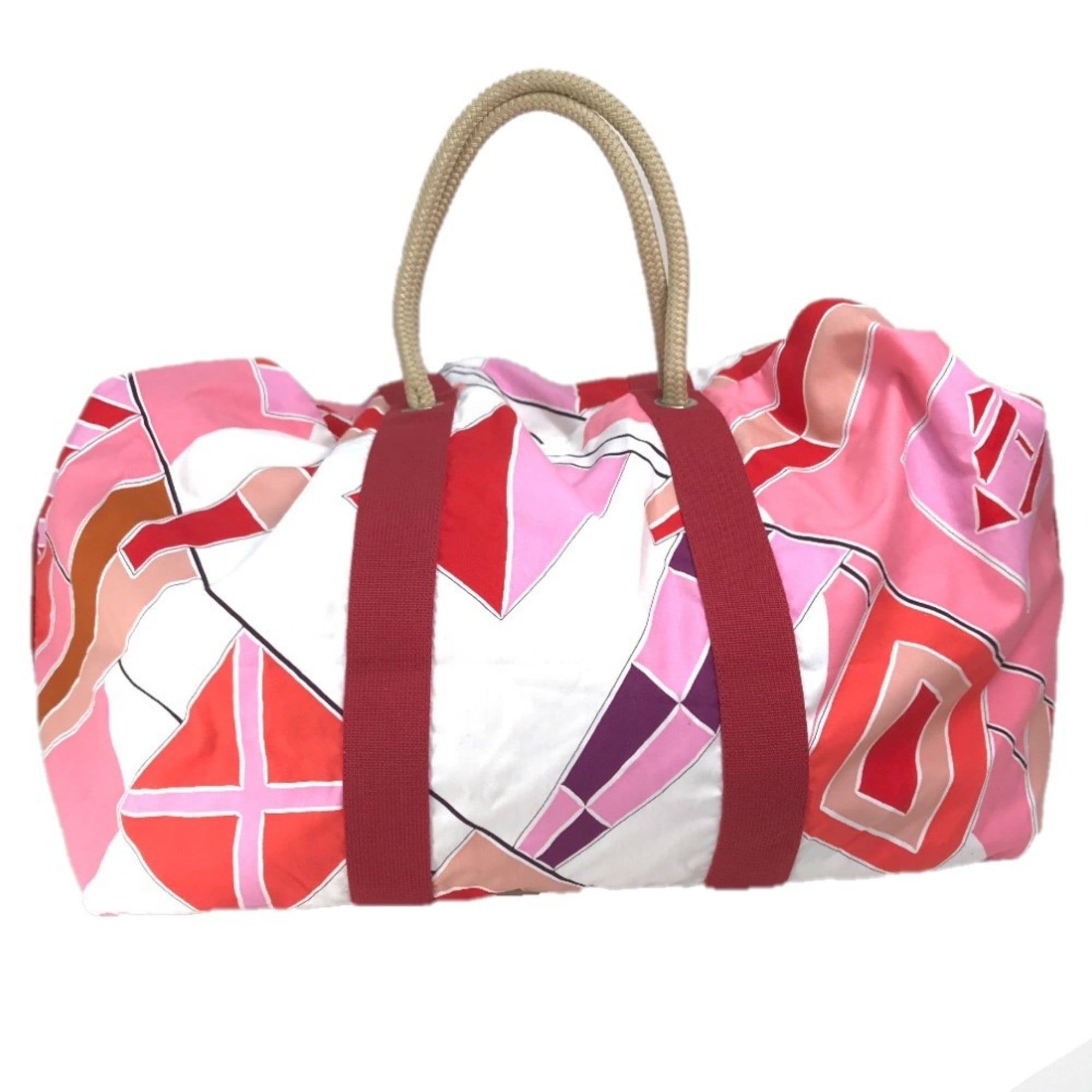 Hermes Pink Red Color Cotton Beach Bag Tote Bag (Pre-Owned)