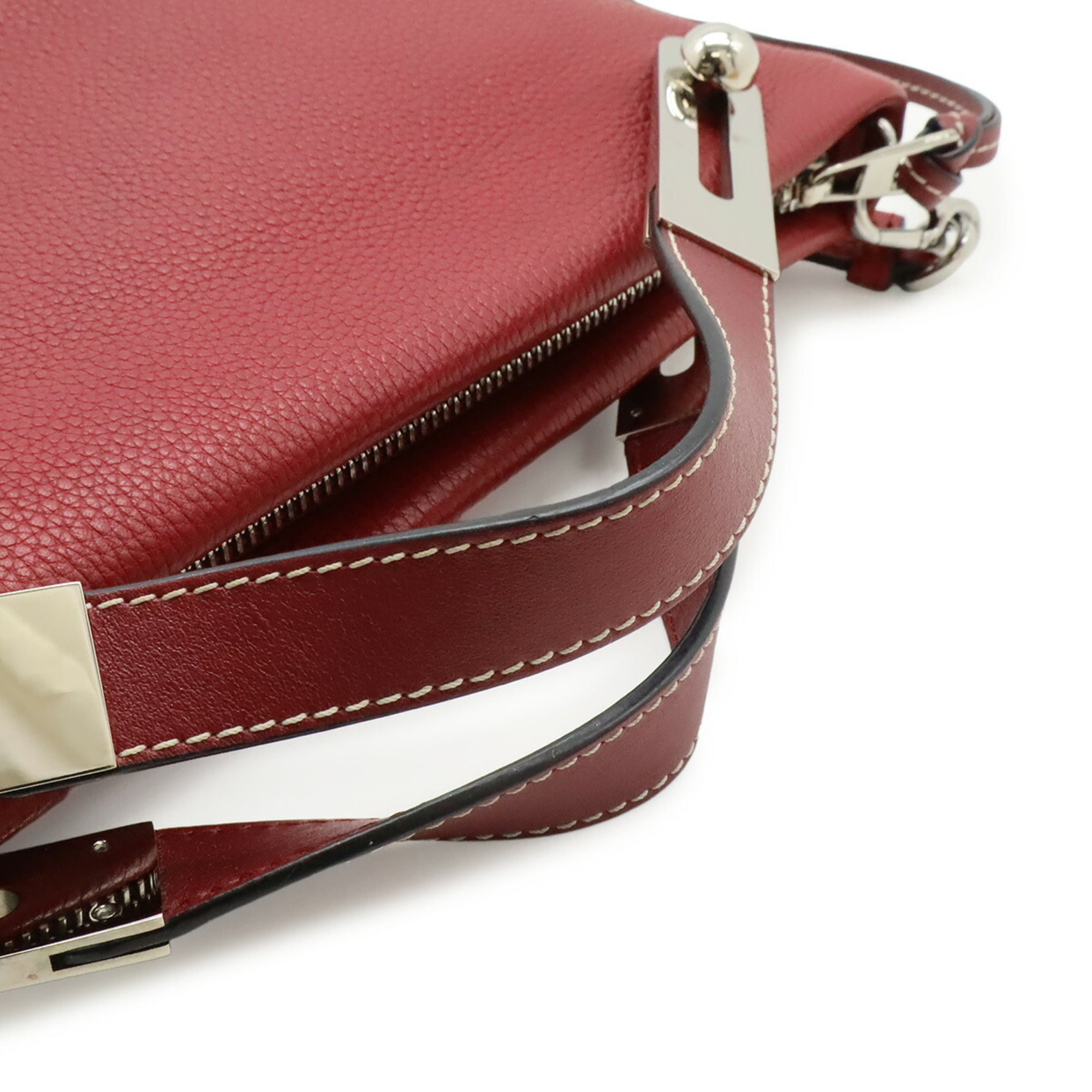 Loewe Pink Red Red Color Leather Clutch Bag Shoulder Bag (Pre-Owned)
