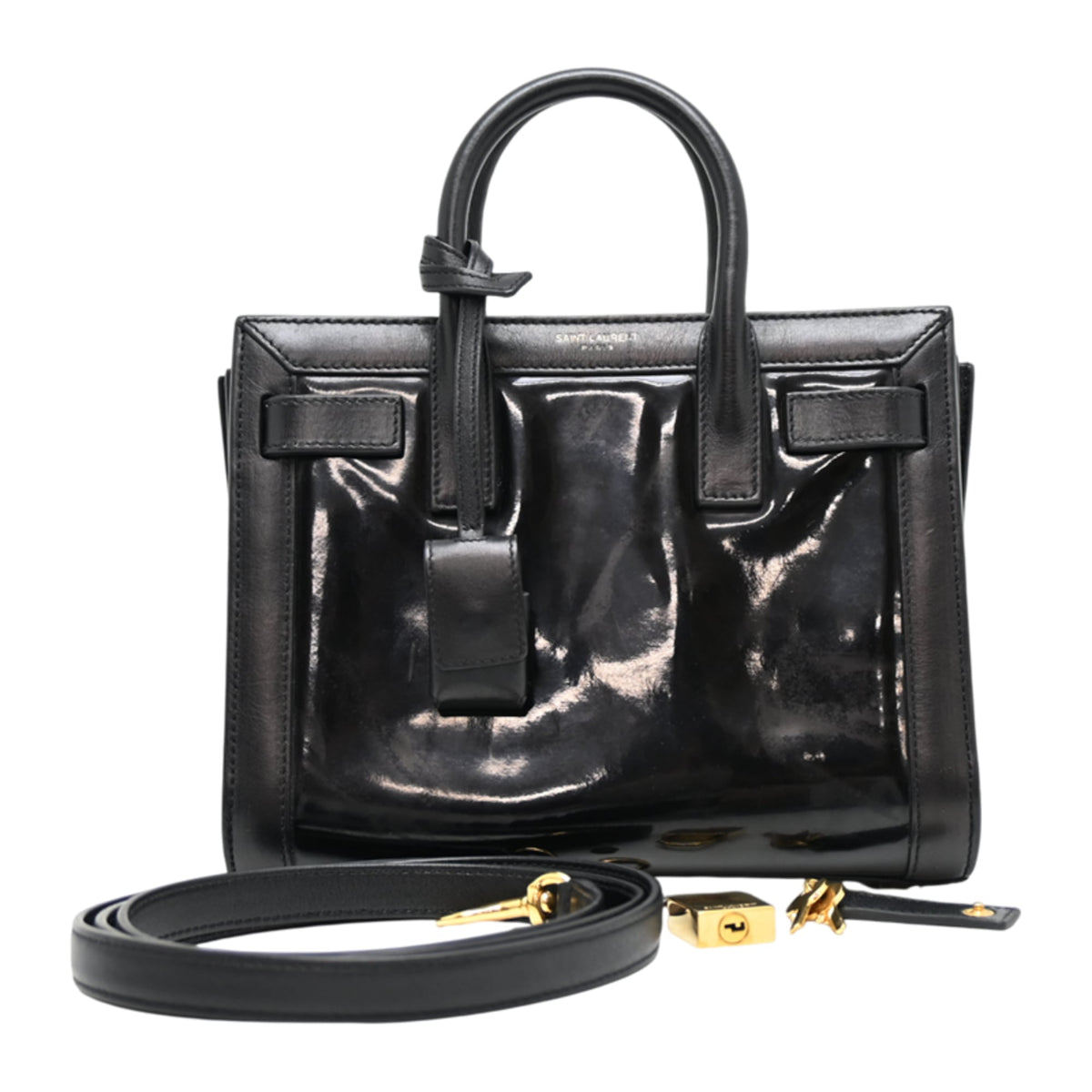 Yves Saint Laurent Black Patent Leather Leather Handbag (Pre-Owned)