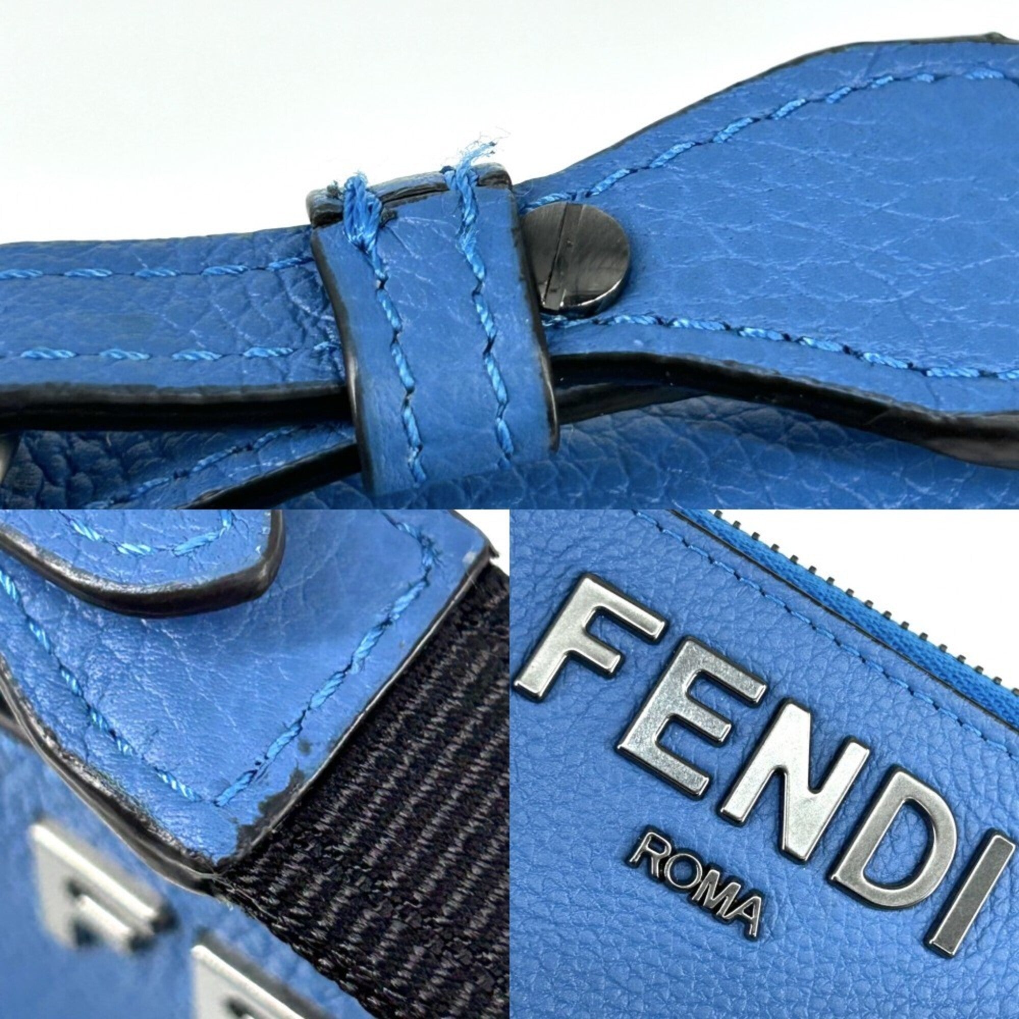 Fendi Blue Leather Pouch (Pre-Owned)