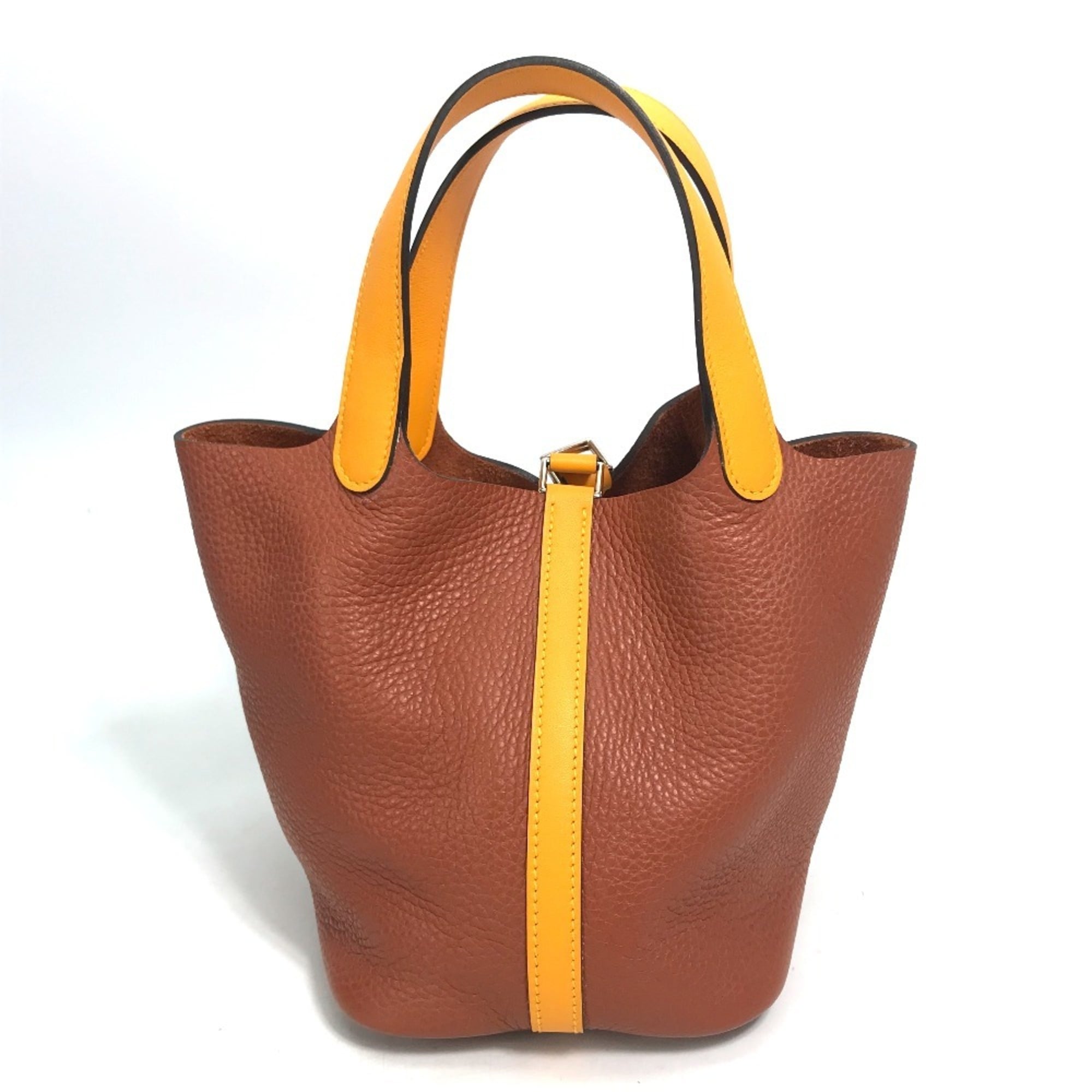 Hermes Bicolor Brown Orange Togo Leather Swift Leather Handbag Tote Bag (Pre-Owned)