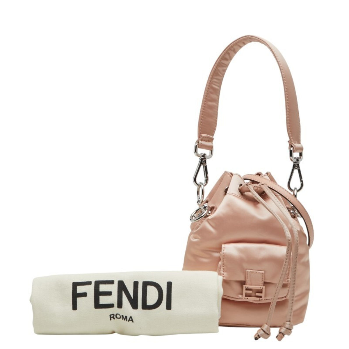Fendi Pink Satin Handbag Shoulder Bag (Pre-Owned)