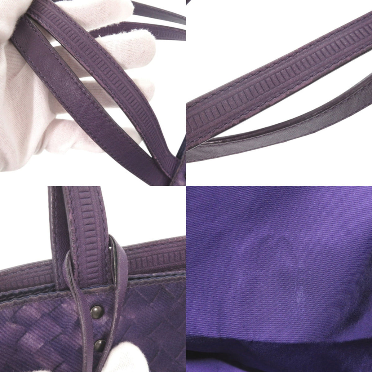Bottega Veneta Purple Nylon Leather Tote Bag (Pre-Owned)