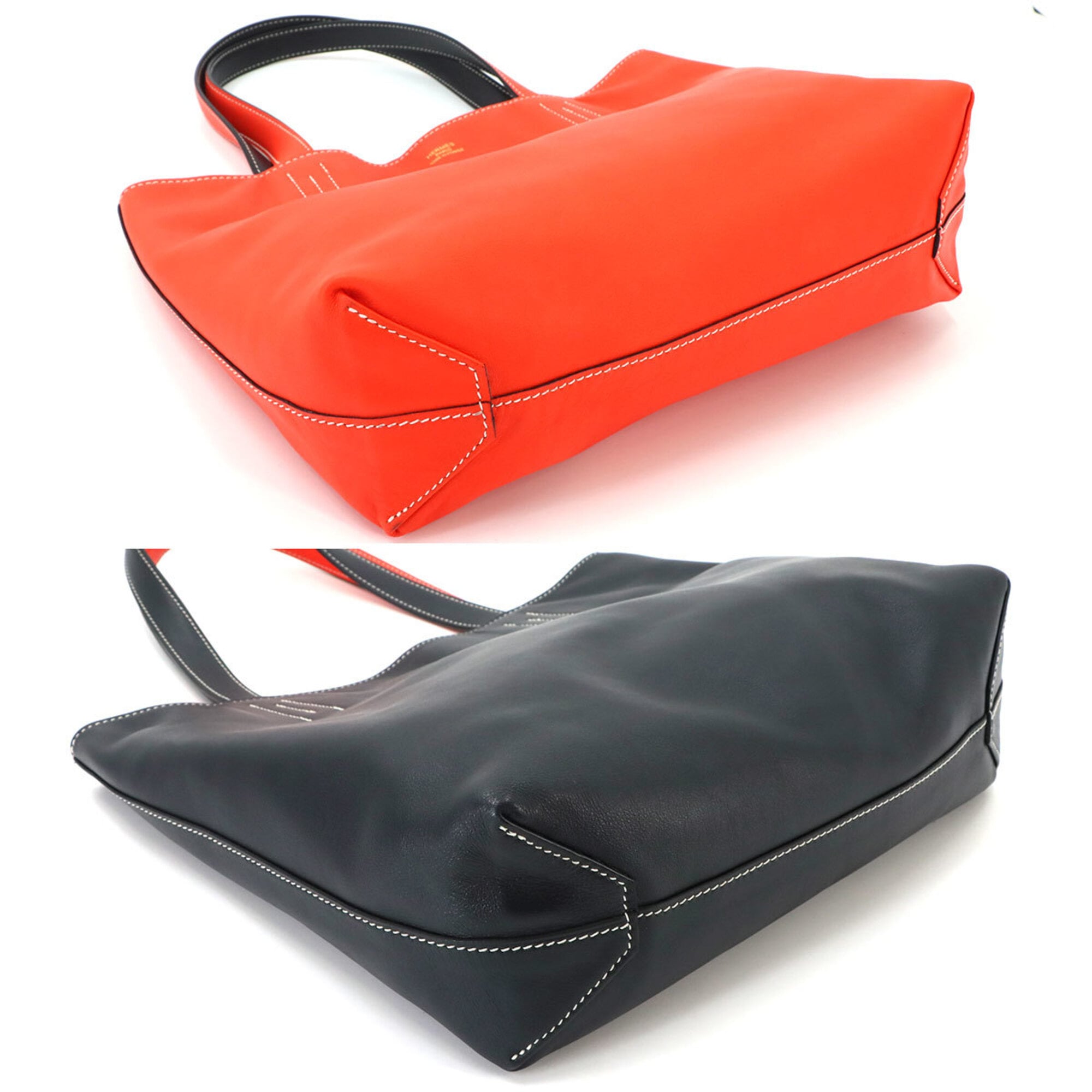 Hermes Black Orange Handbag Tote Bag (Pre-Owned)