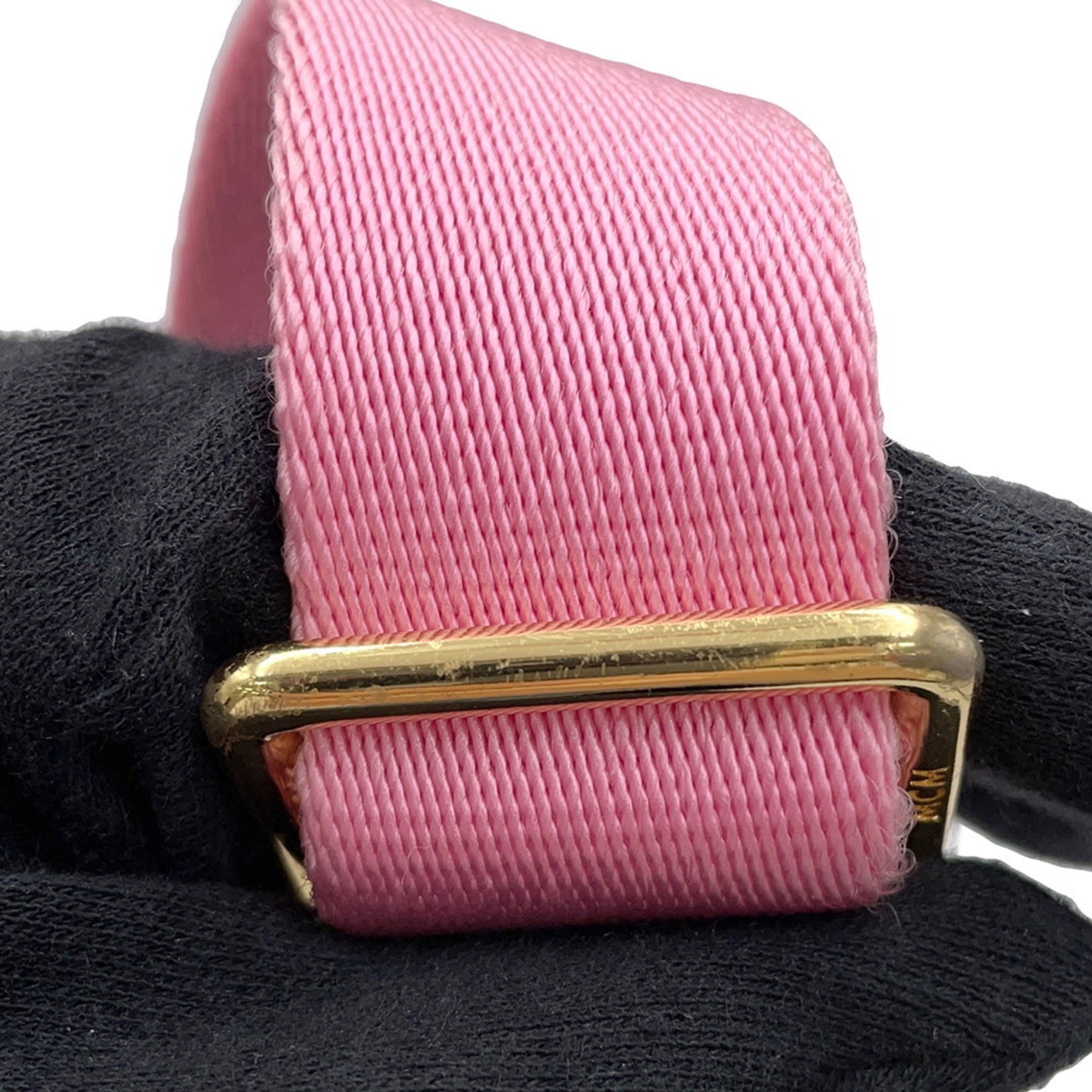 Mcm Pink Leather Canvas Backpack (Pre-Owned)