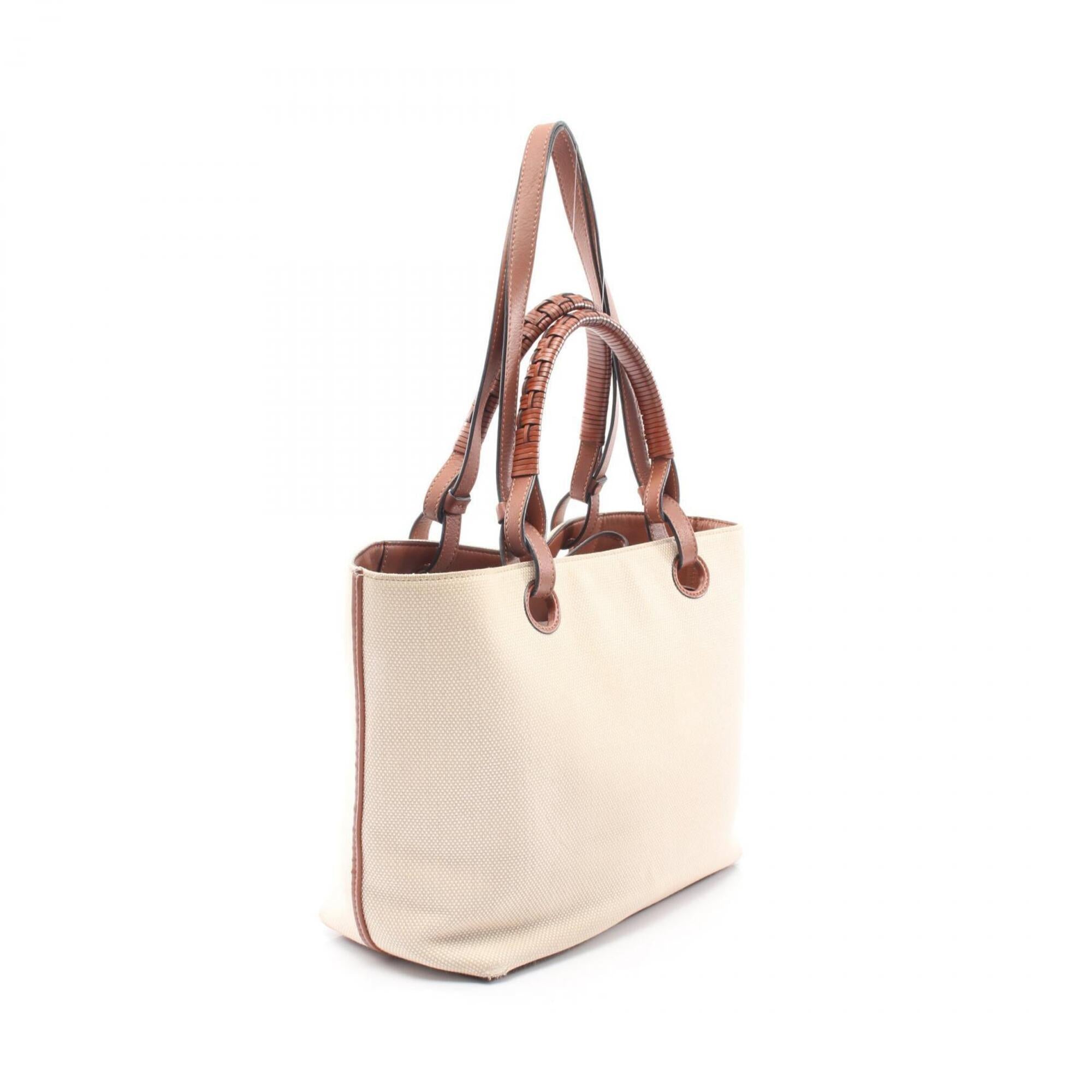 Loewe Beige Brown Canvas Handbag Tote Bag (Pre-Owned)