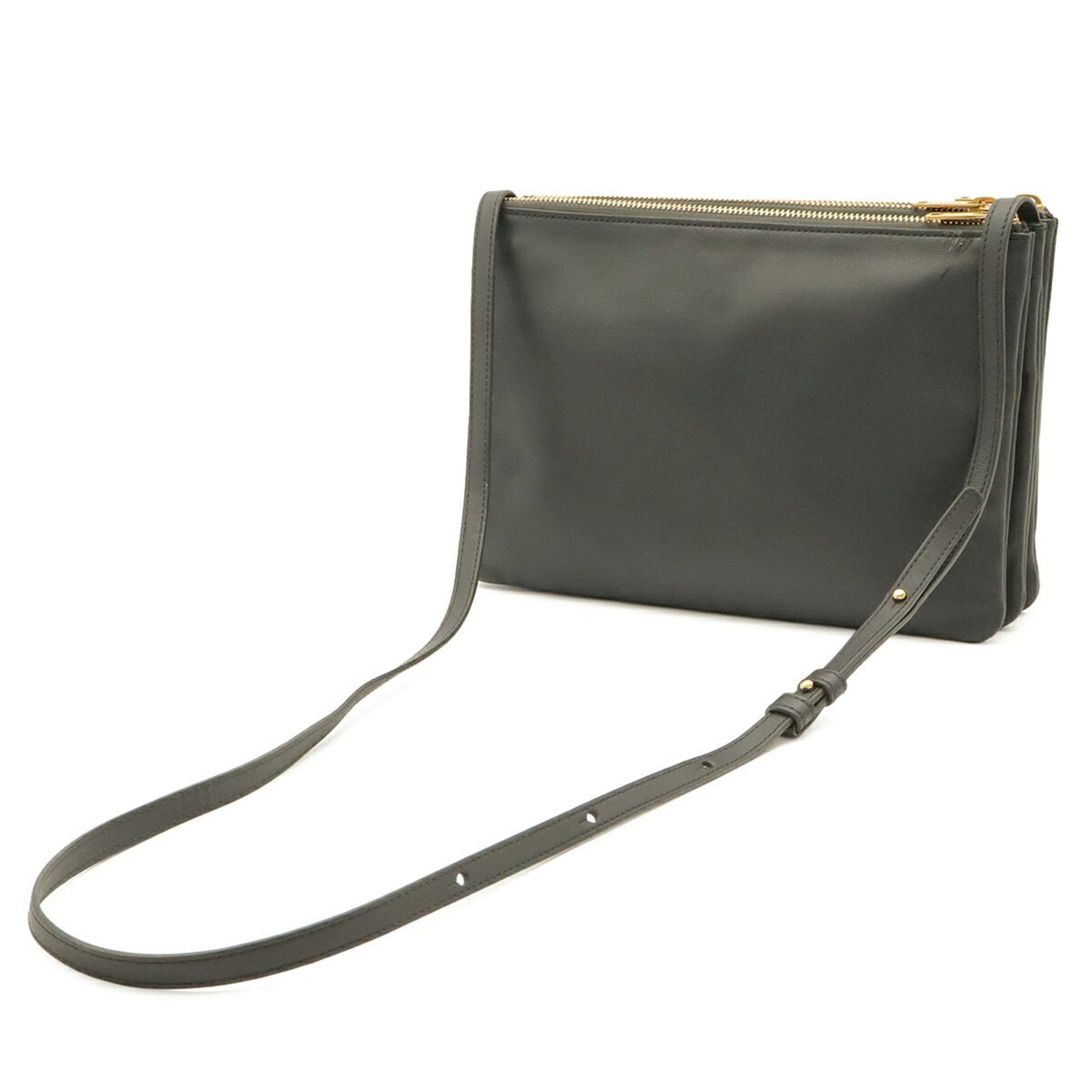 Celine Gray Leather Handbag Pochette Pouch Shoulder Bag (Pre-Owned)
