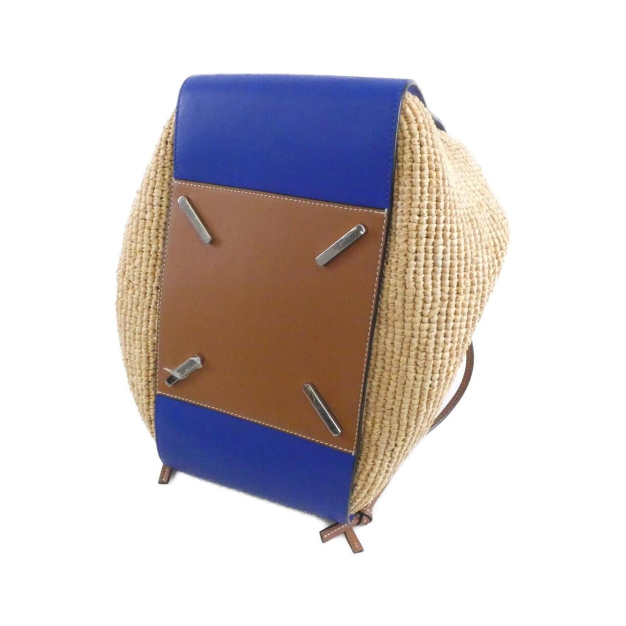 Loewe Blue Raffia Leather Shoulder Bag (Pre-Owned)