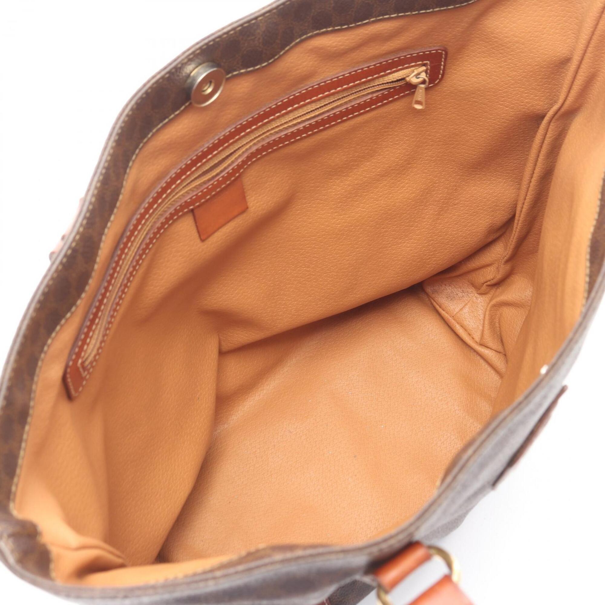 Celine Brown Coated Canvas Leather Handbag Tote Bag (Pre-Owned)