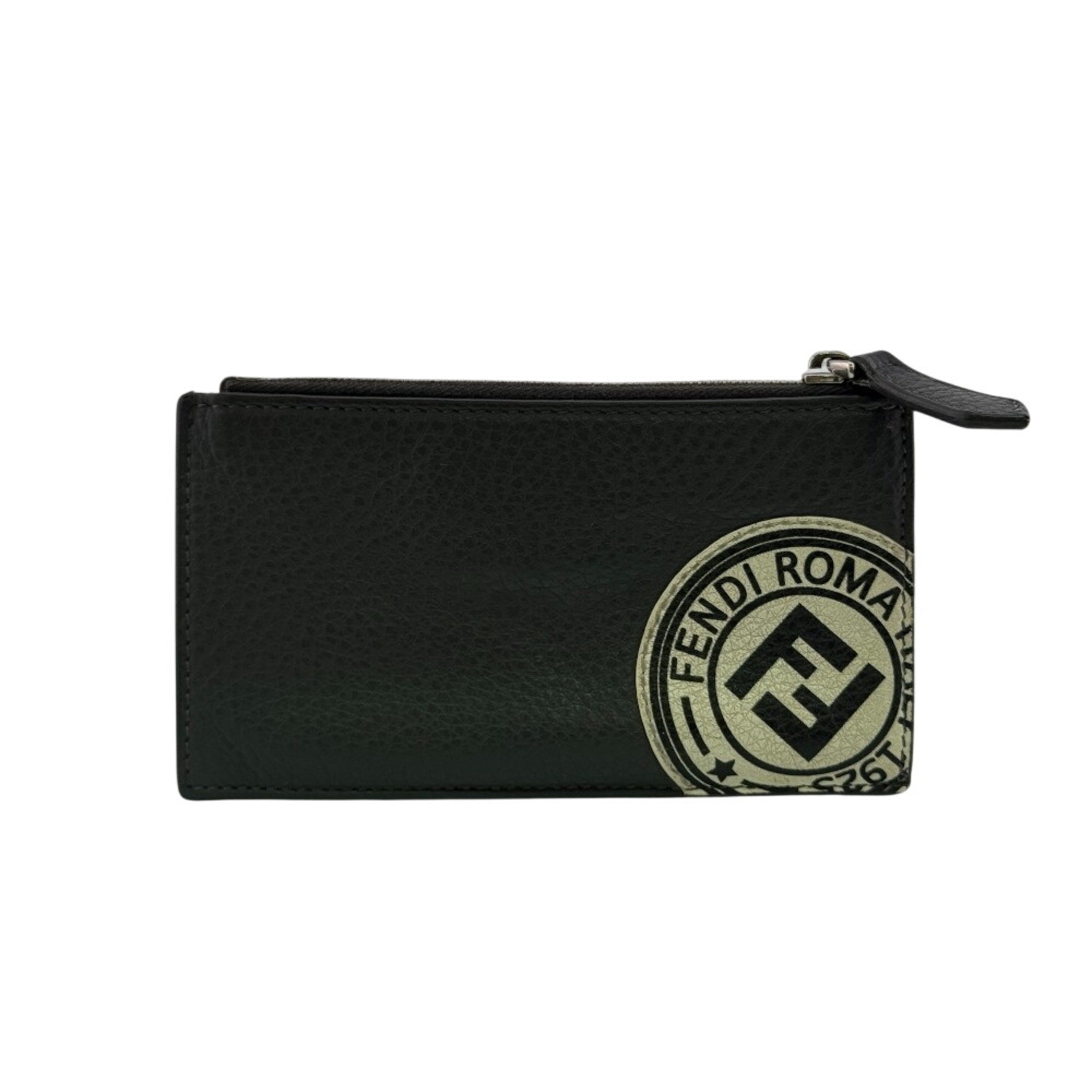 Fendi Gray Leather Coin Purse/Coin Case (Pre-Owned)