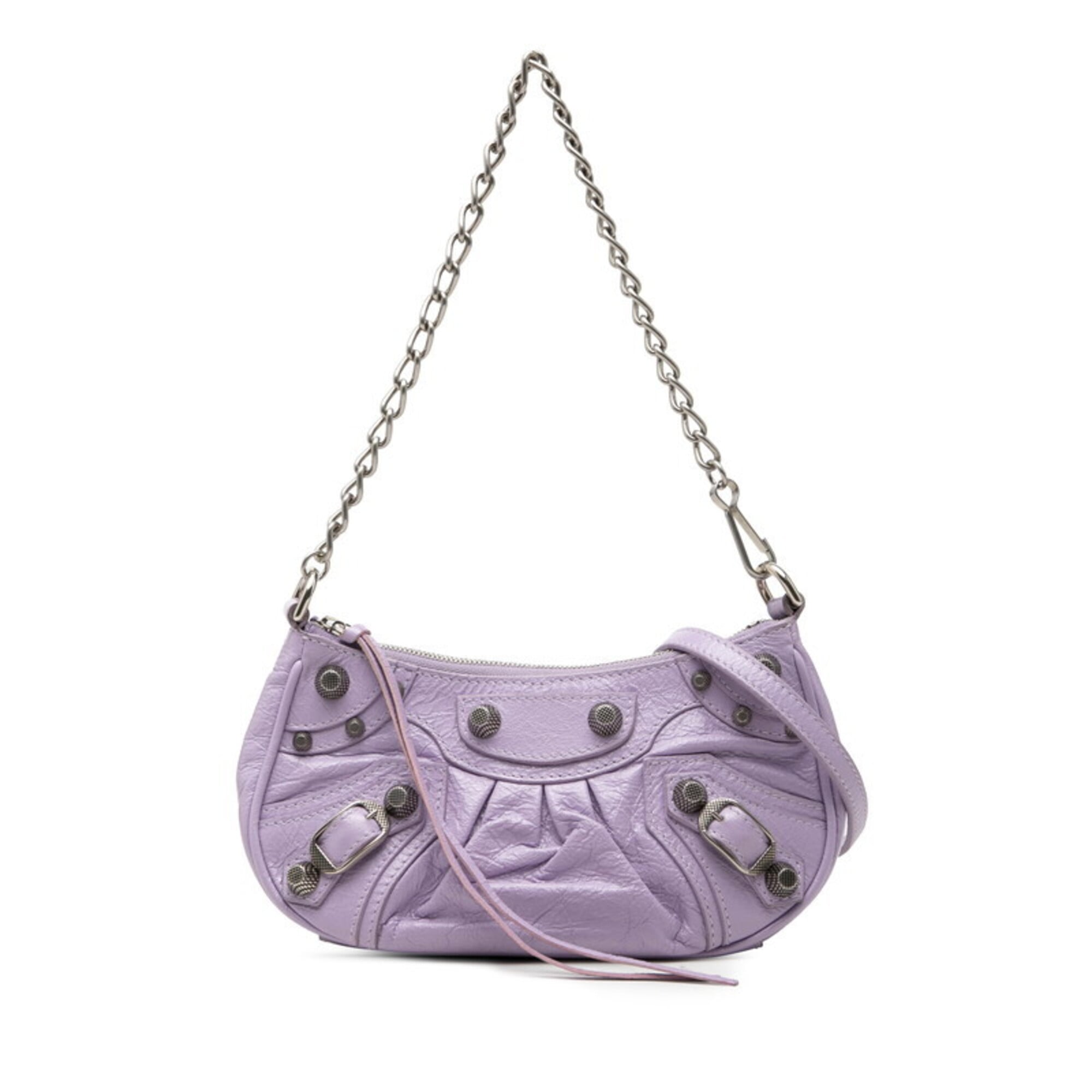 Balenciaga Purple Leather Handbag Shoulder Bag (Pre-Owned)