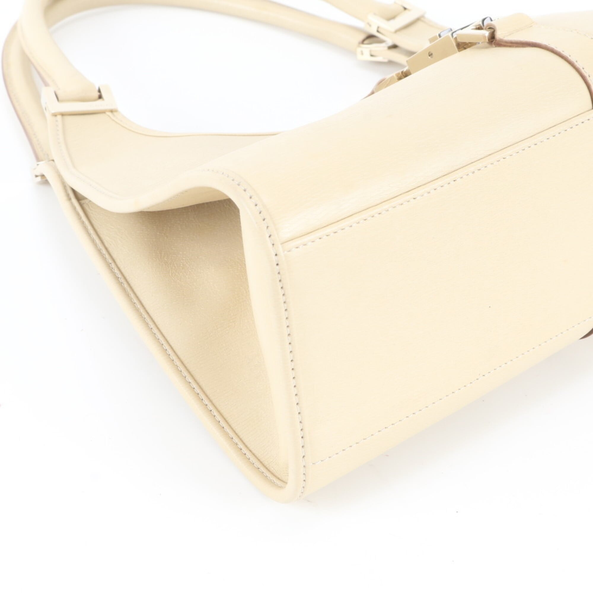 Gucci Beige Leather Handbag Shoulder Bag Tote Bag (Pre-Owned)