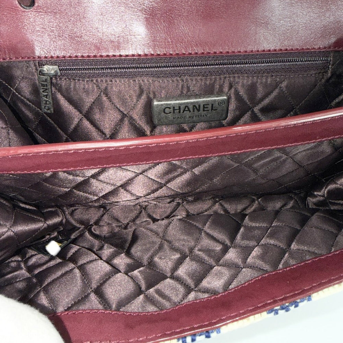 Chanel Red Color Tweed Leather Handbag Shoulder Bag (Pre-Owned)