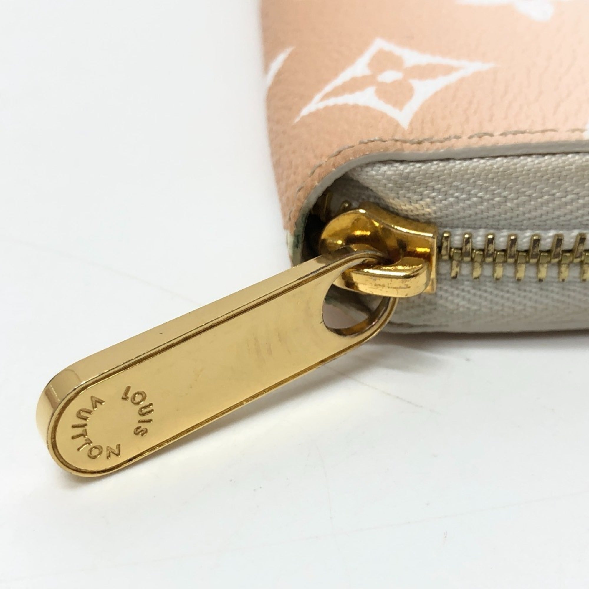 Louis Vuitton Orange White Canvas Long Wallet (Bi-Fold) (Pre-Owned)