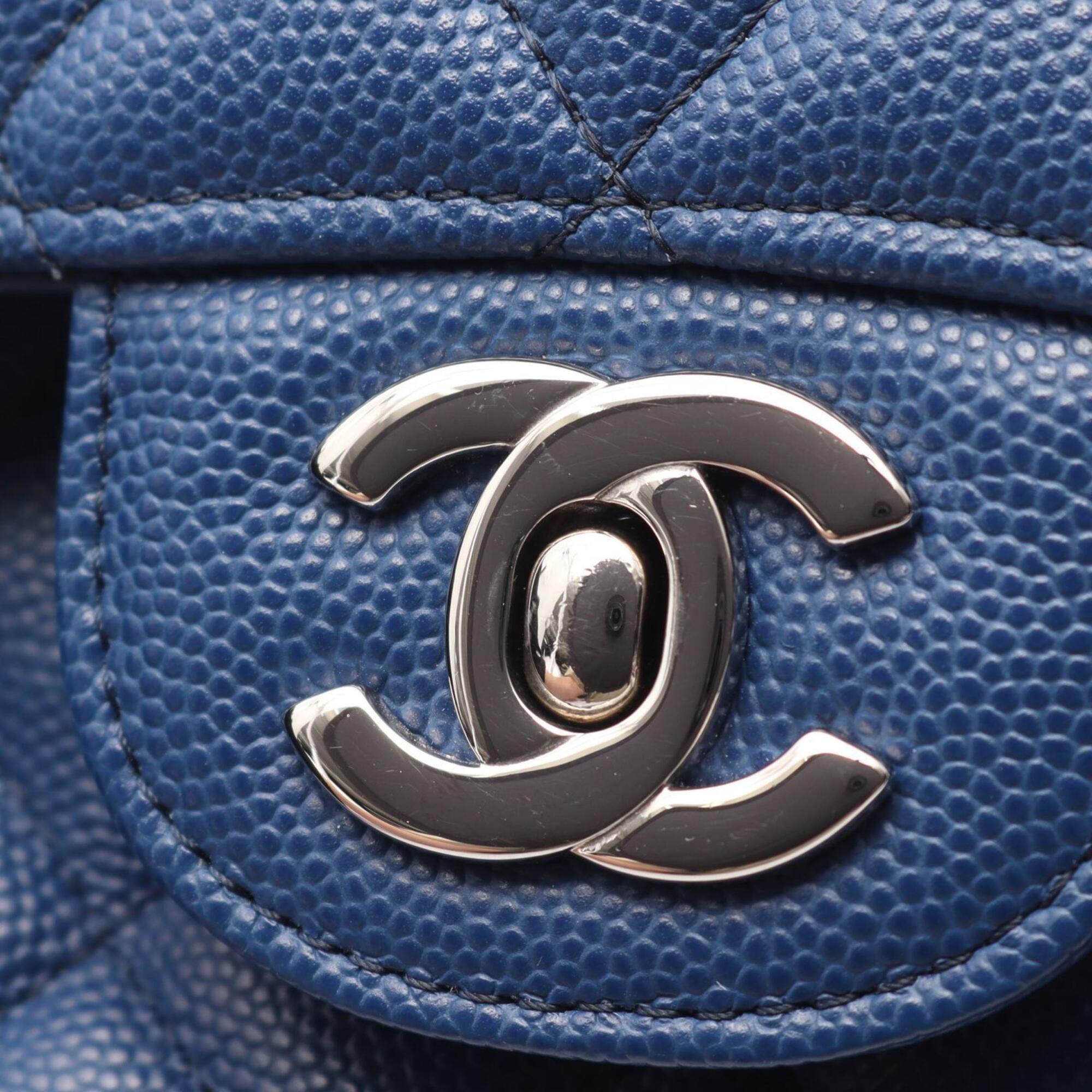 Chanel Blue Grained Calfskin Handbag Shoulder Bag (Pre-Owned)