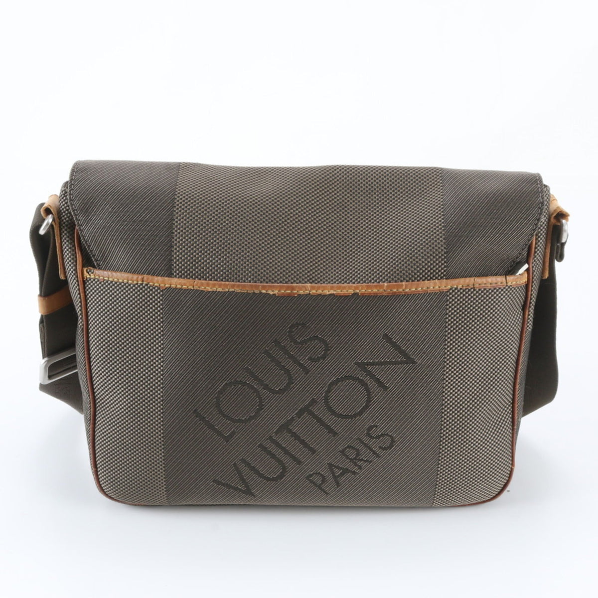 Louis Vuitton Green Khaki Leather Canvas Messenger Bag Shoulder Bag (Pre-Owned)