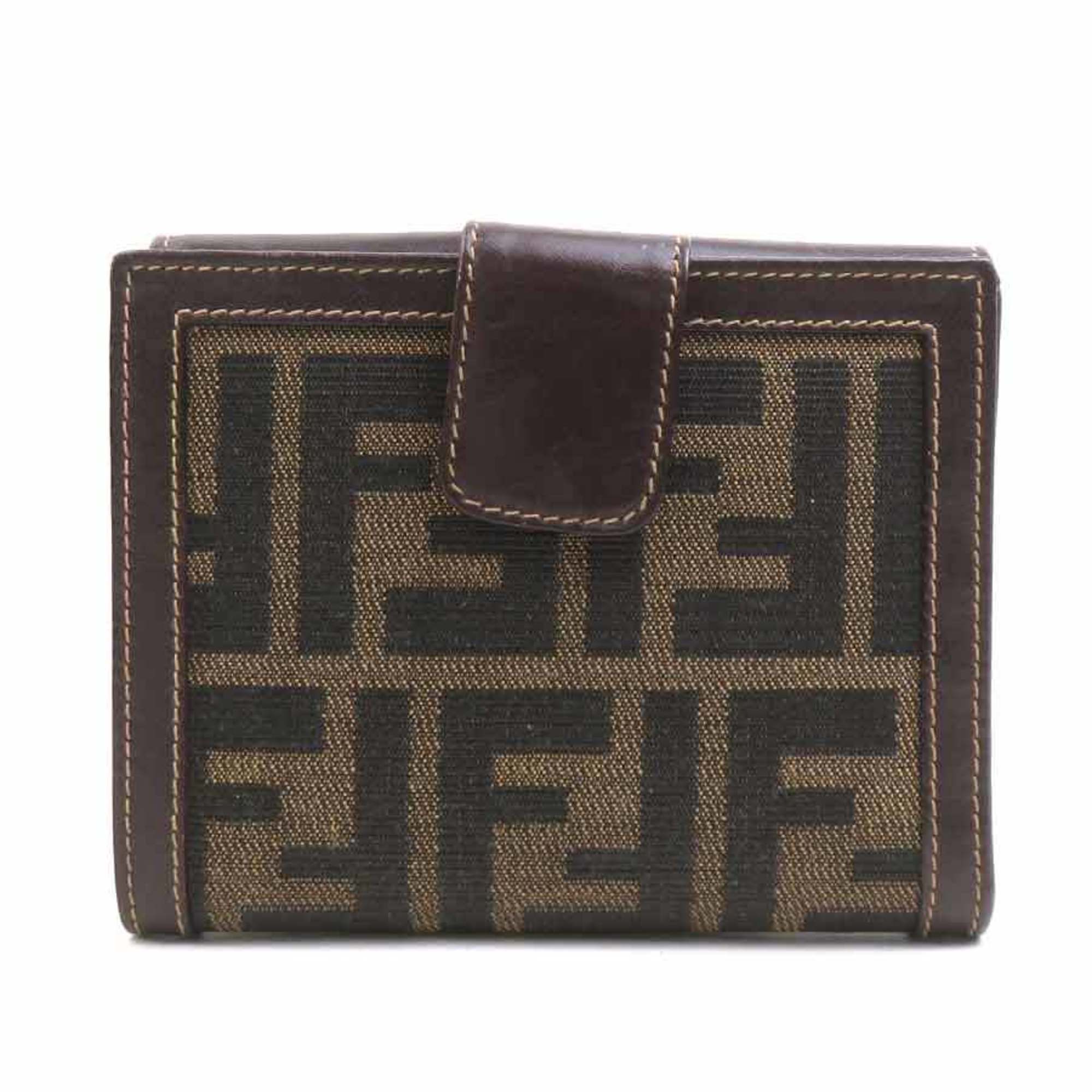 Fendi Brown Canvas Leather Wallet (Bi-Fold) (Pre-Owned)