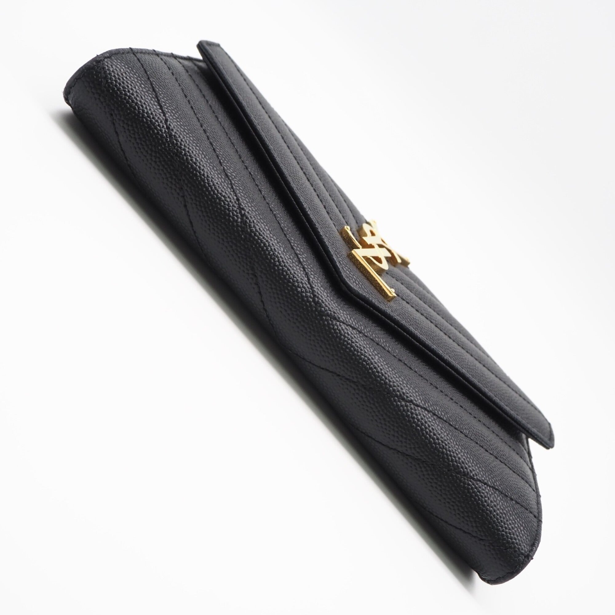 Saint Laurent Black Leather Long Wallet (Bi-Fold) (Pre-Owned)