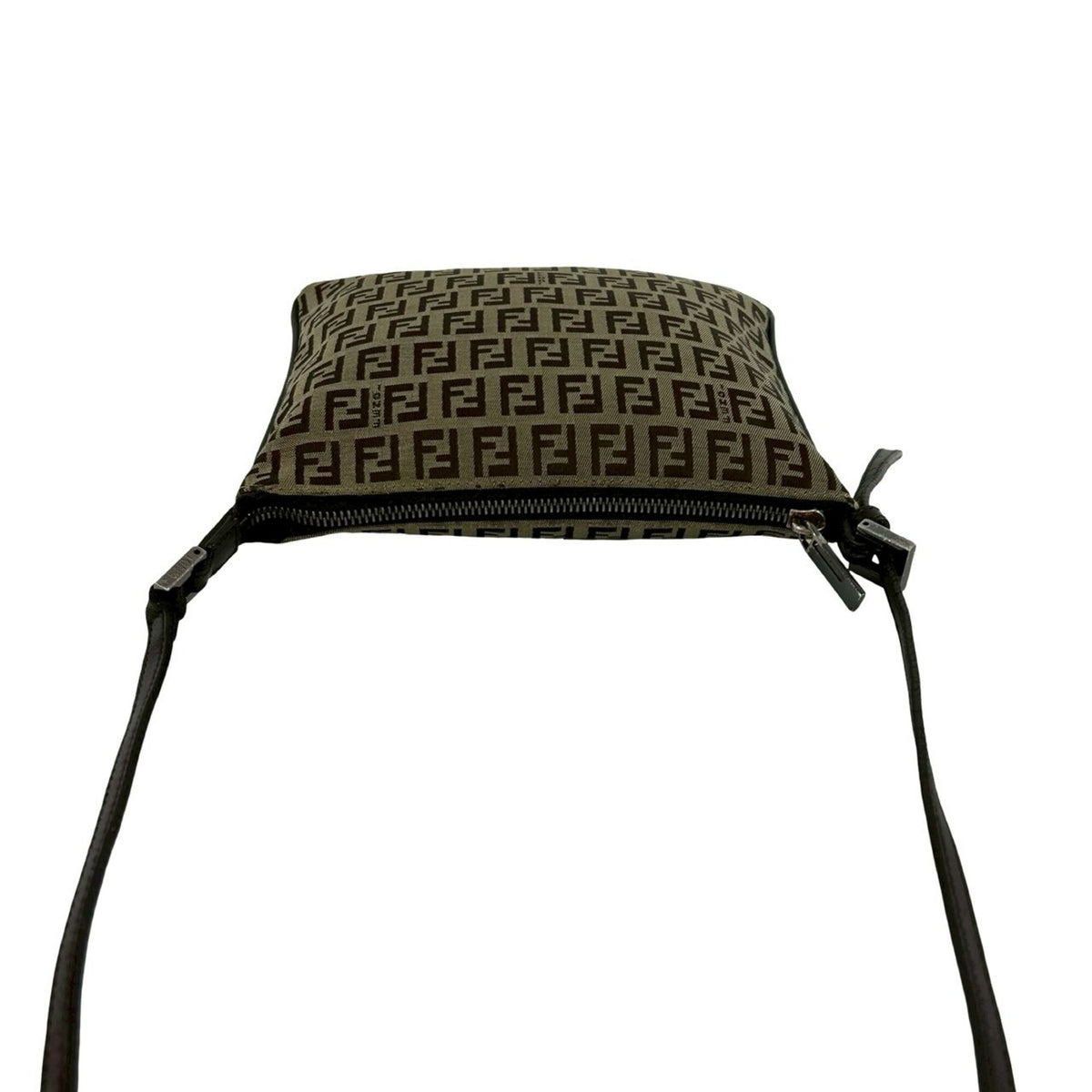 Fendi Brown Canvas Leather Pochette Shoulder Bag (Pre-Owned)