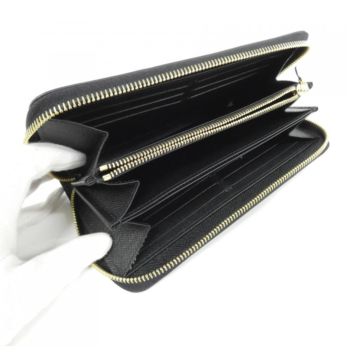 Louis Vuitton Black Leather Long Wallet (Bi-Fold) (Pre-Owned)
