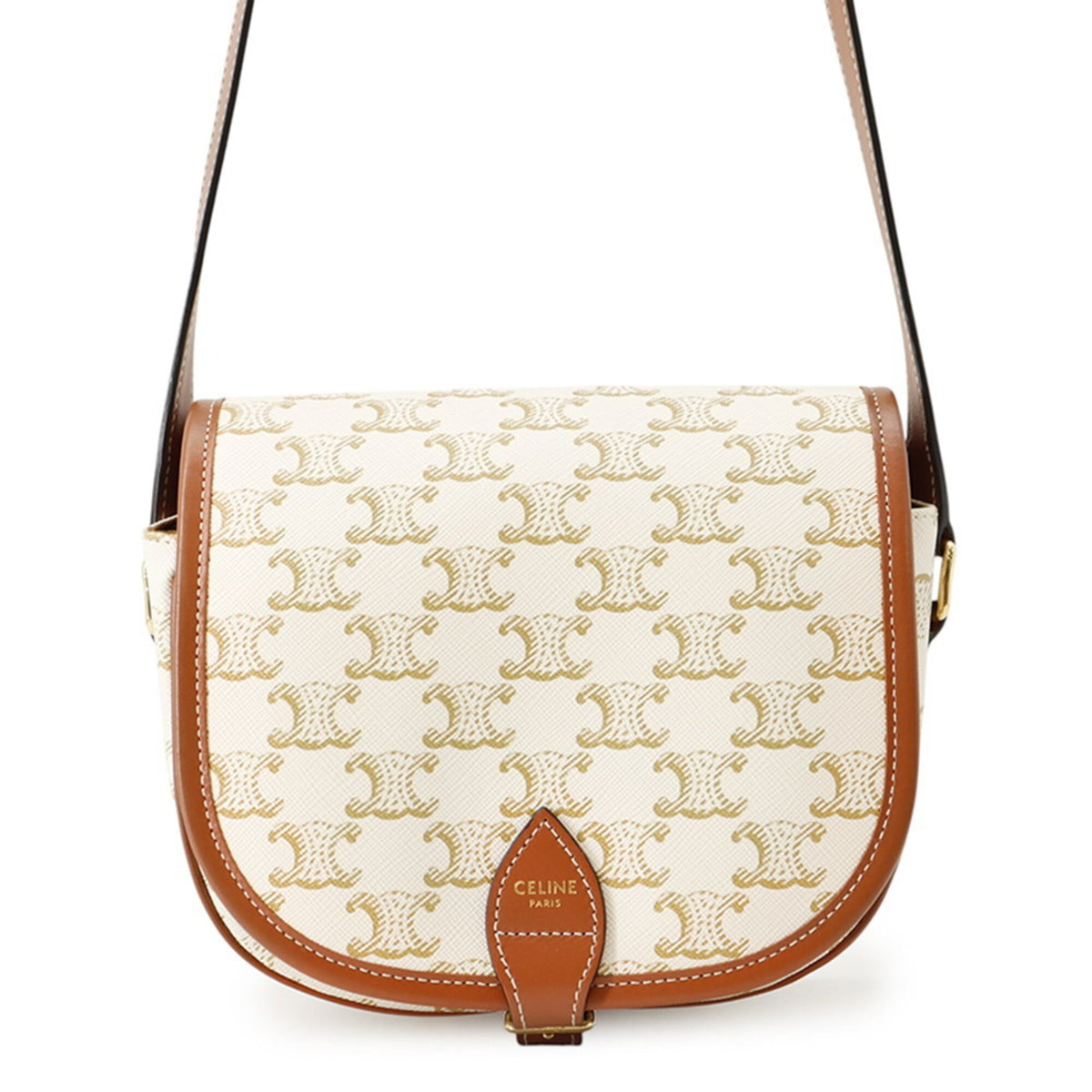 Celine Brown White Pvc Leather Shoulder Bag (Pre-Owned)